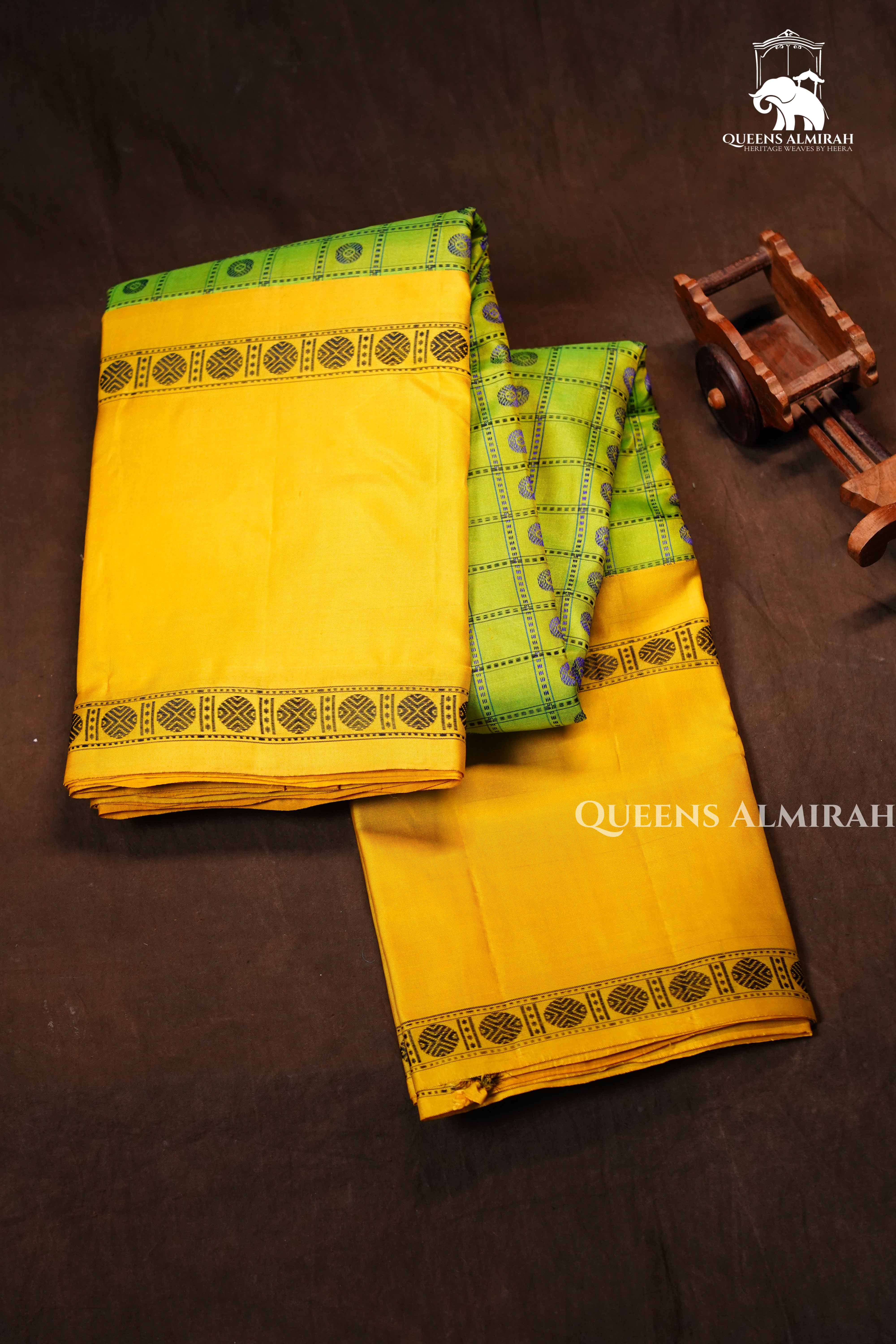 Parrot Green With Yellow Pure Kanchivaram Silk Saree