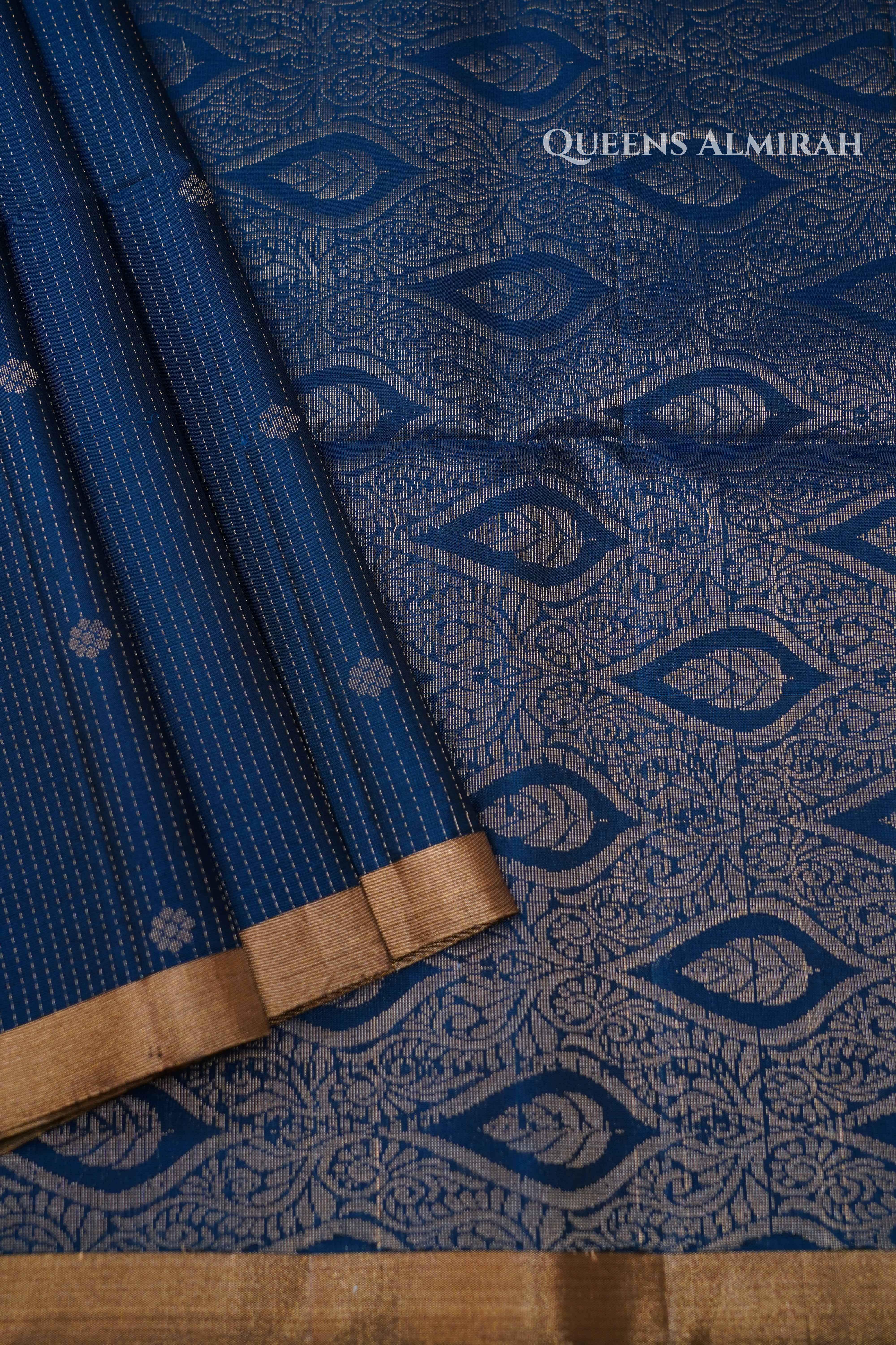Steel Blue Vairaoosi Pure Soft Silk Saree