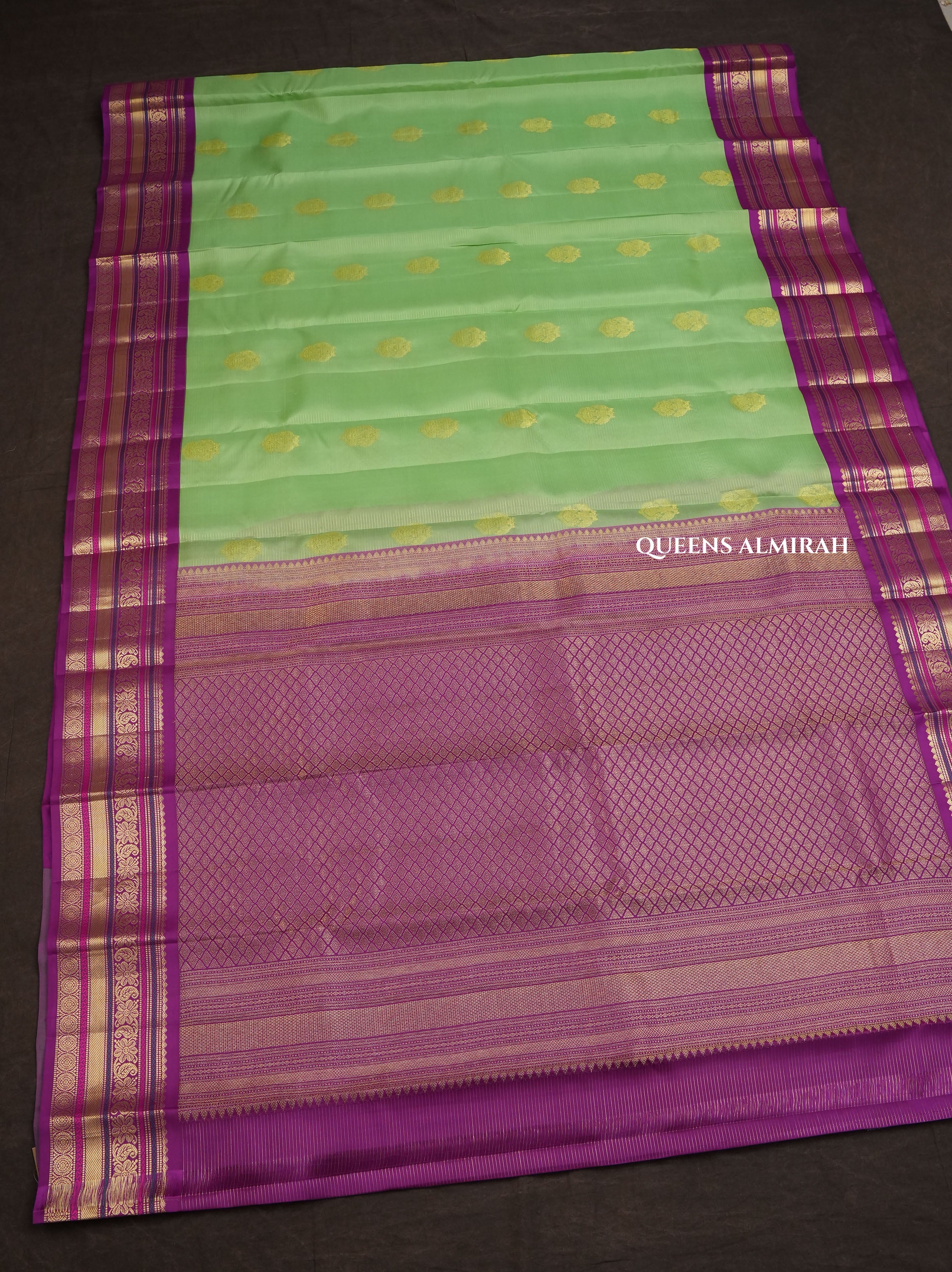 Mint Green With Purple Pure Kanchivaram Silk Saree
