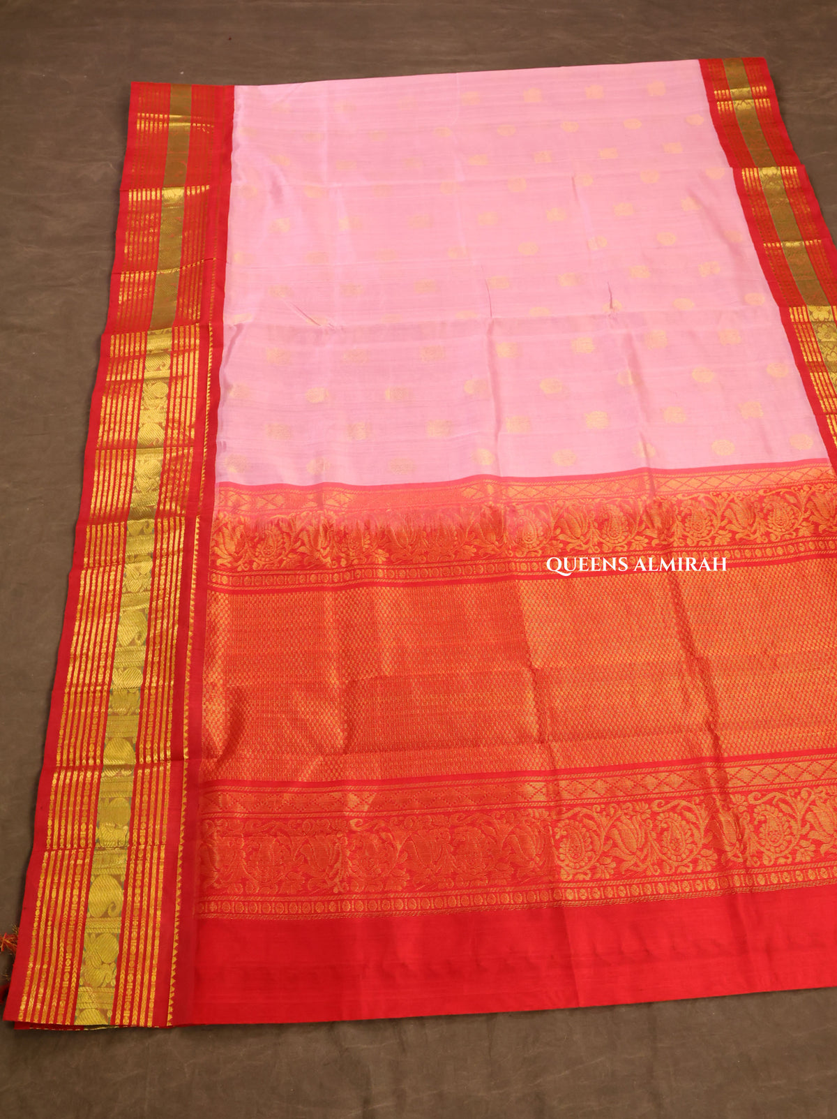 Pink With Red Pure Silk Cotton Saree