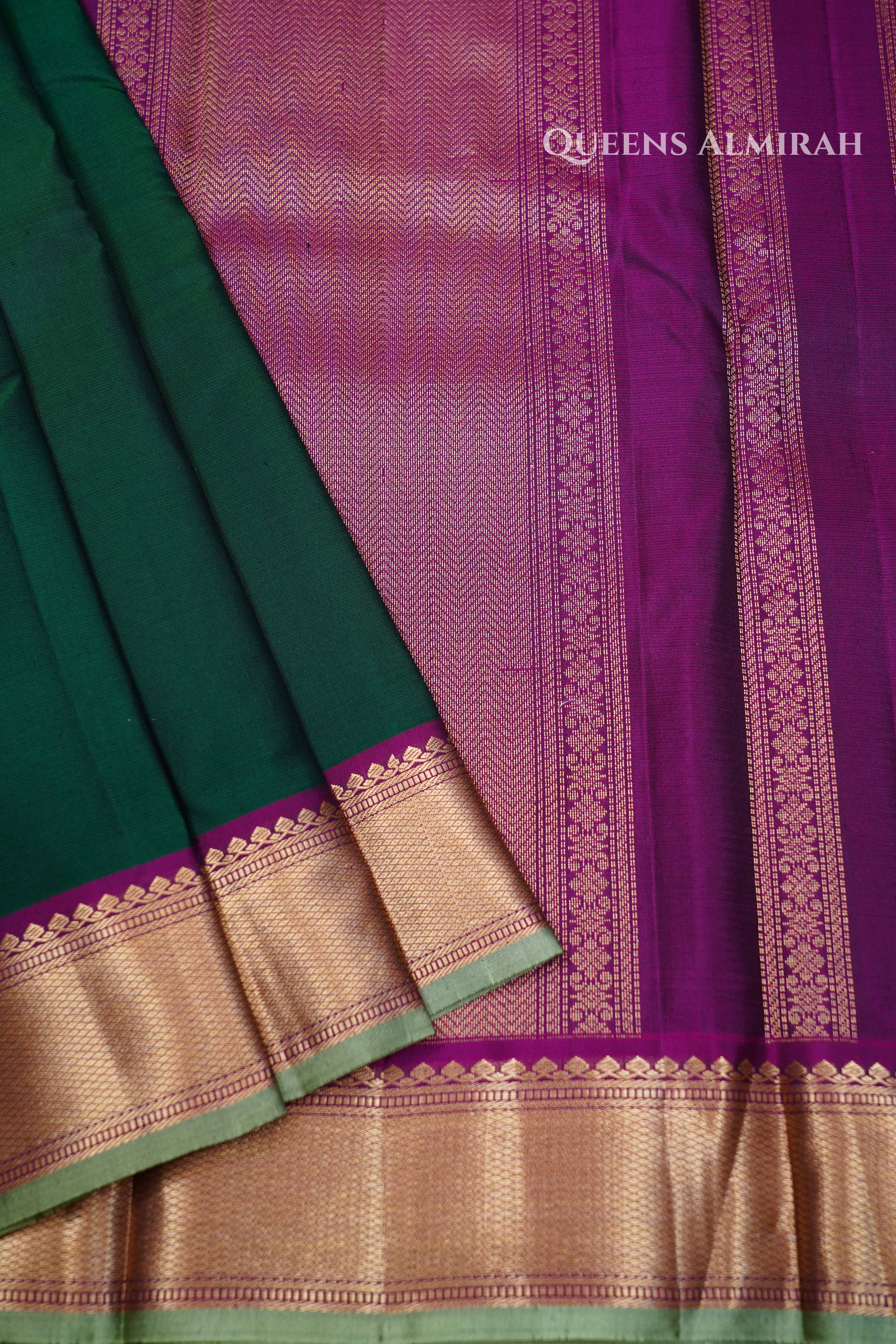 Dark Green Pure Kanchivaram Silk Saree