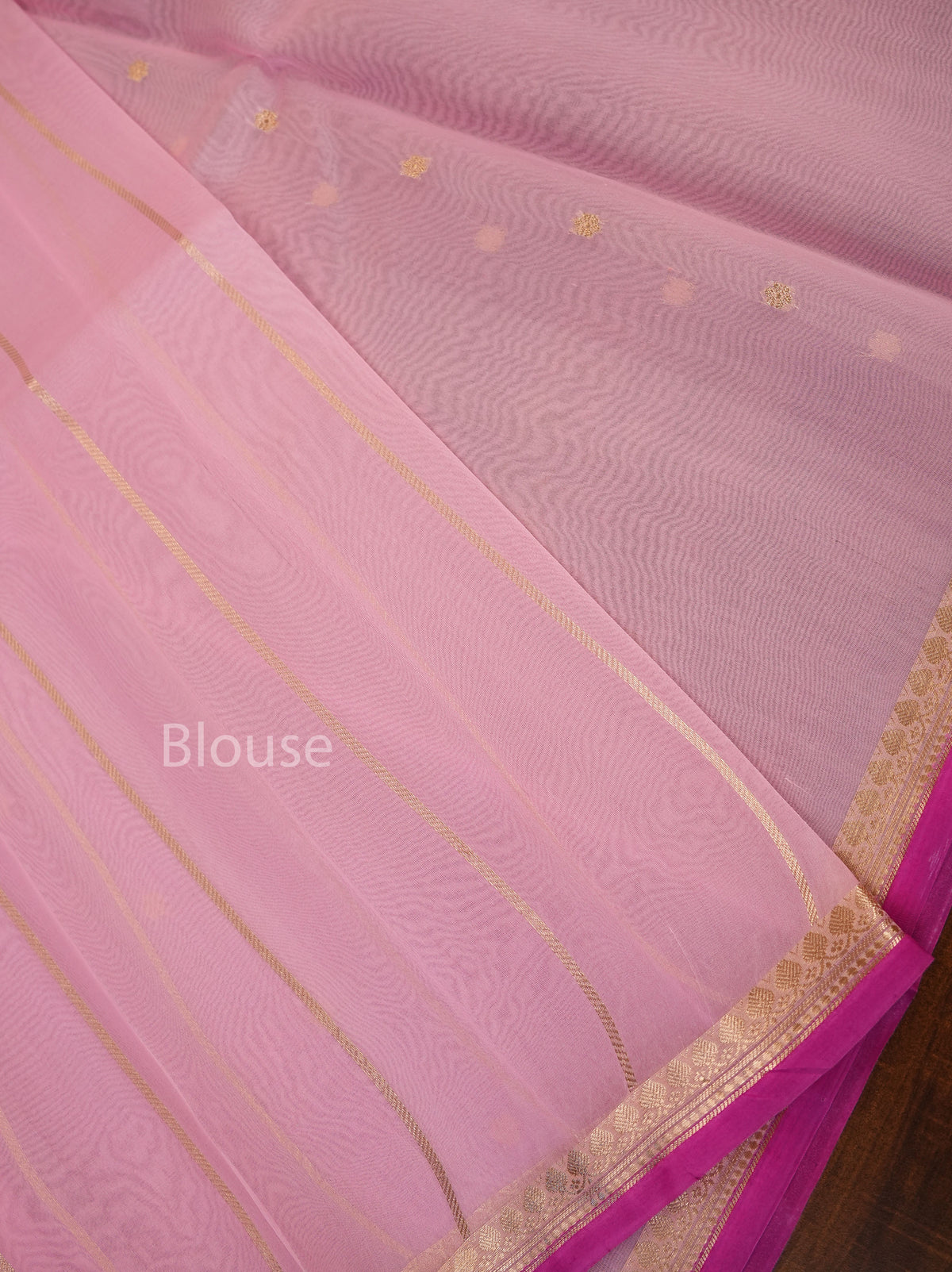 Rose Milk Pink Banarasi Kora Organza Silk saree