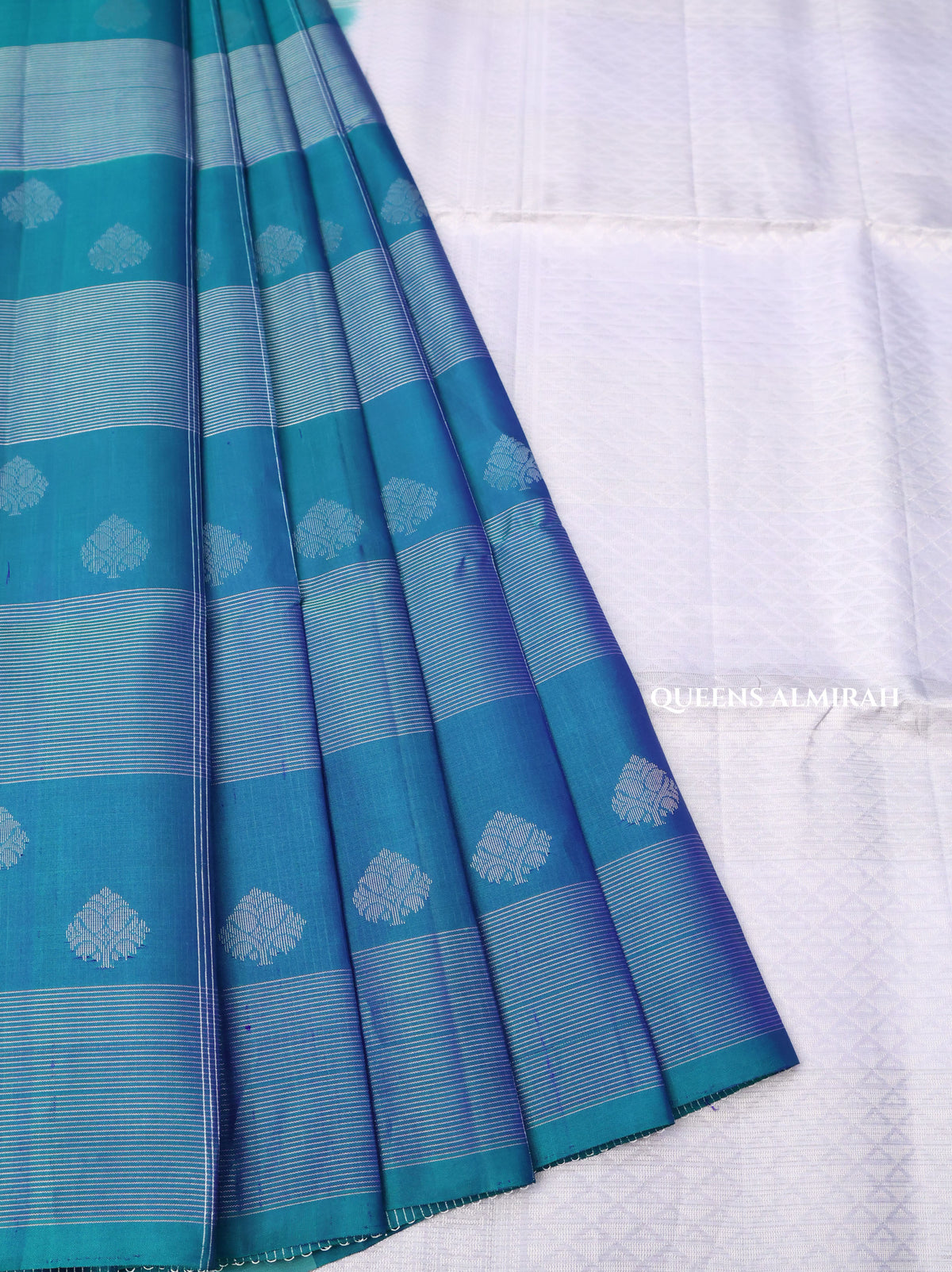 Peacock Blue Vairaoosi Kattam Pure Soft Silk Saree