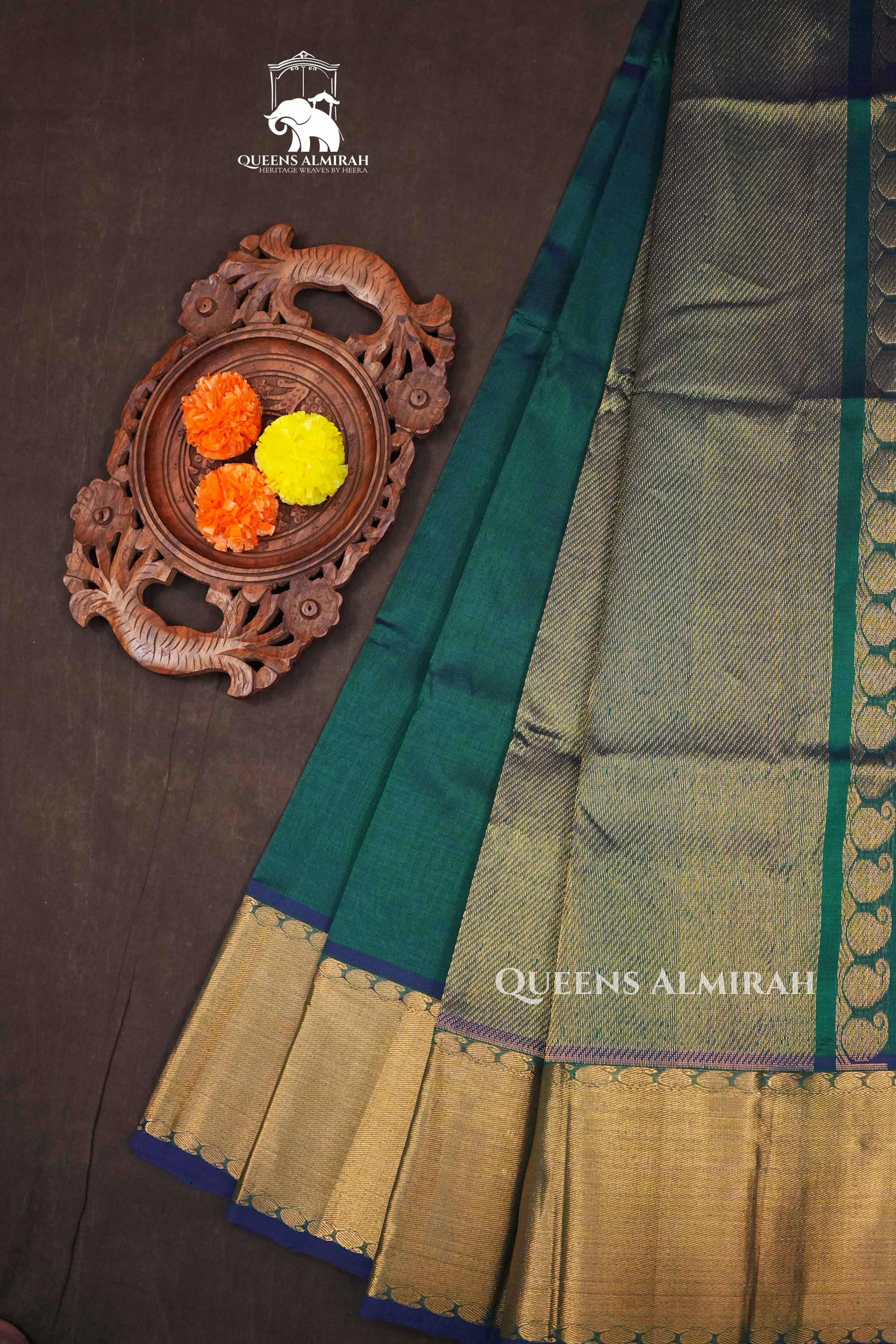 Dark Green Pure Silk Cotton Saree