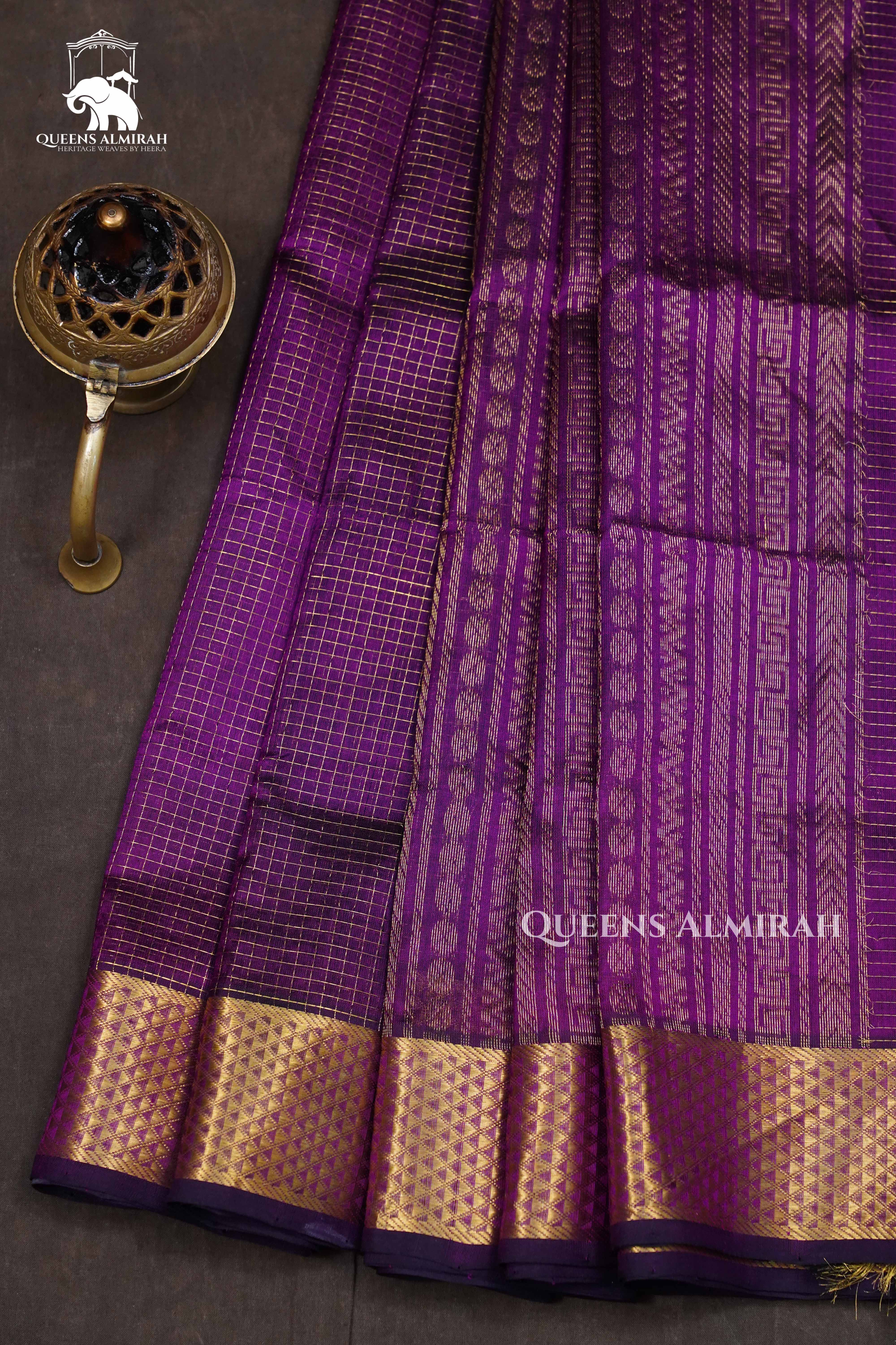 Dark Purple Pure Silk Cotton Saree