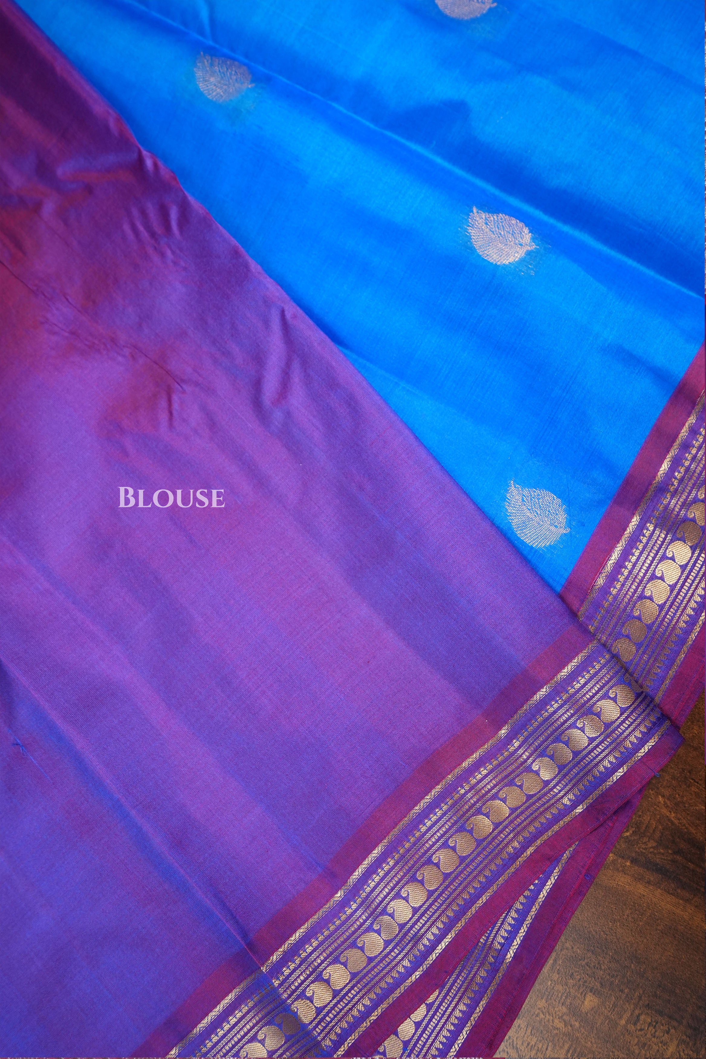 Blue With Purple Pure Kanchivaram Silk Saree