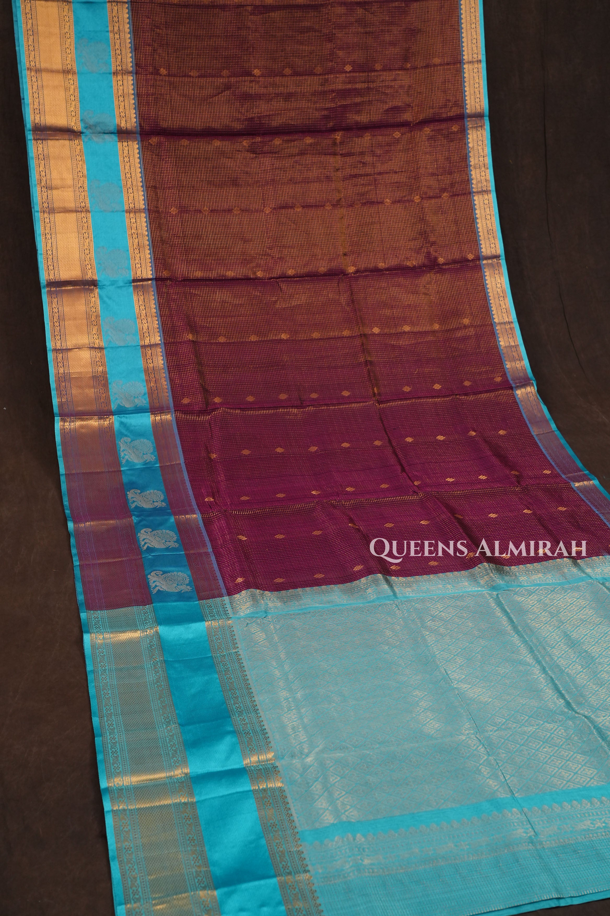 Purple With Blue Pure Silk Cotton Saree