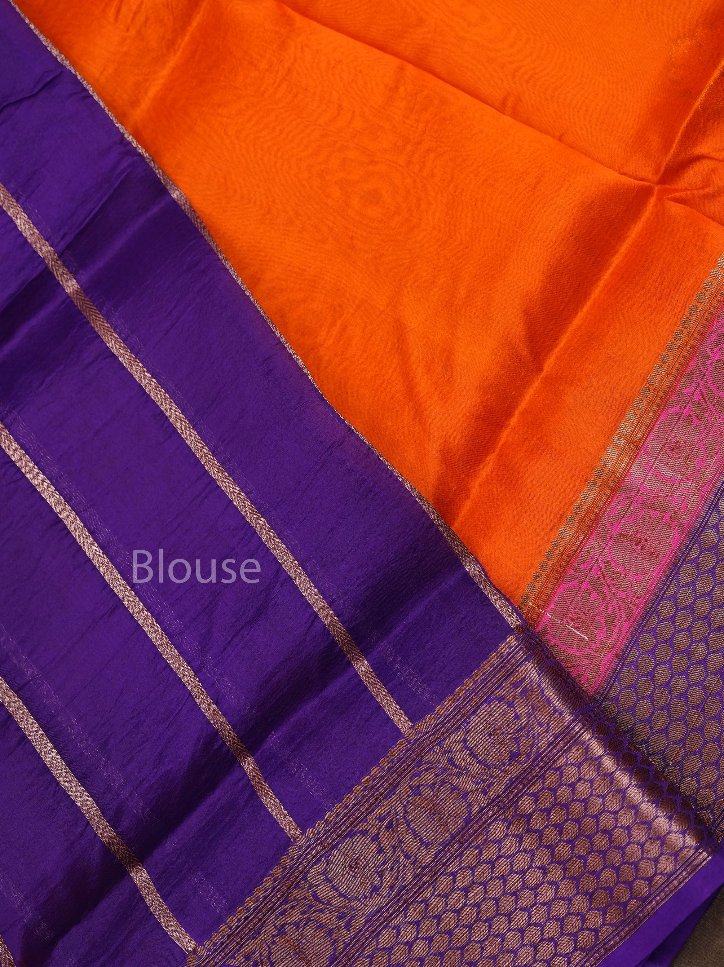 Fanta Orange Banarasi Silk Organza saree