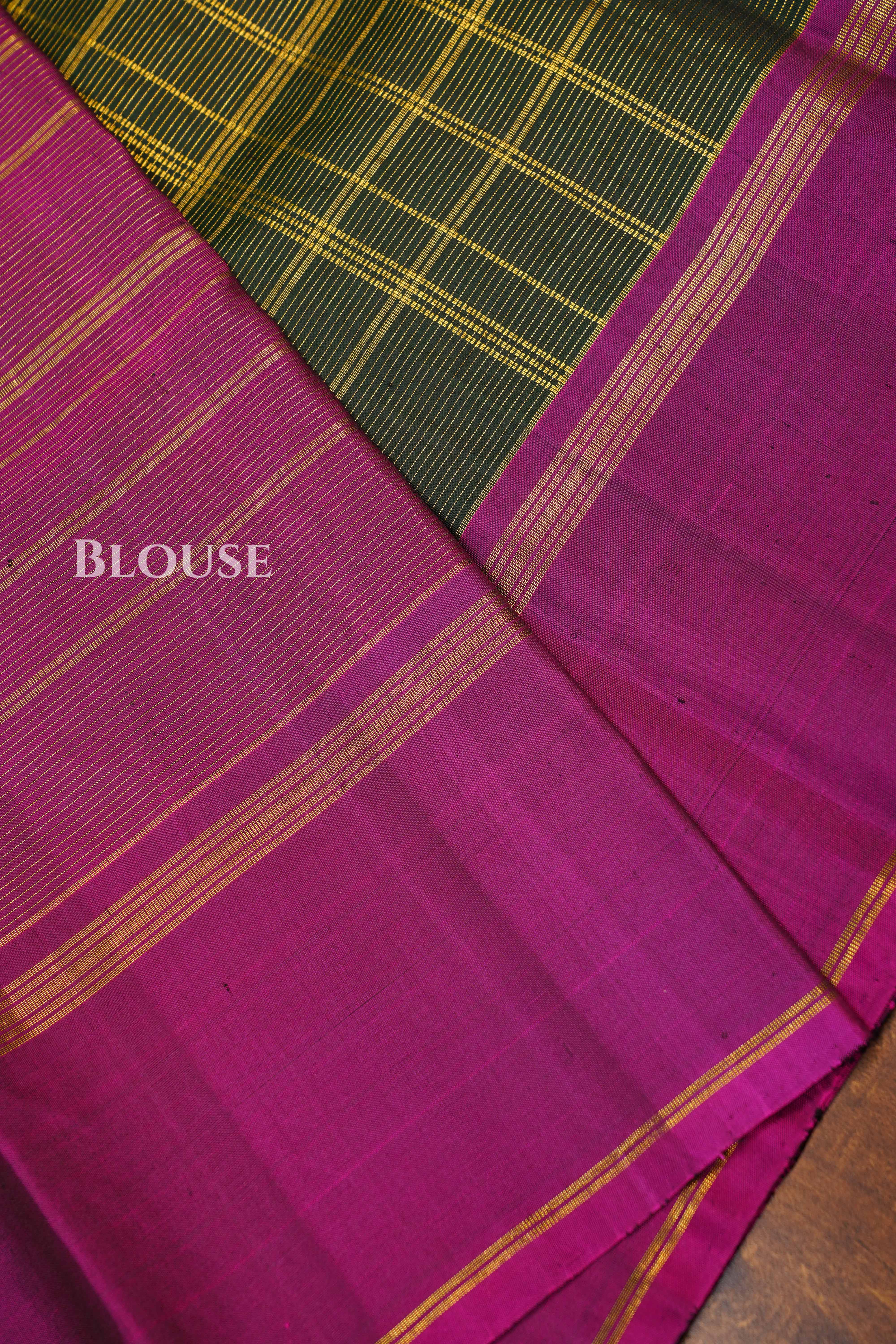 Dark Green With Purple Vairaoosi Pure Kanchivaram Silk Saree