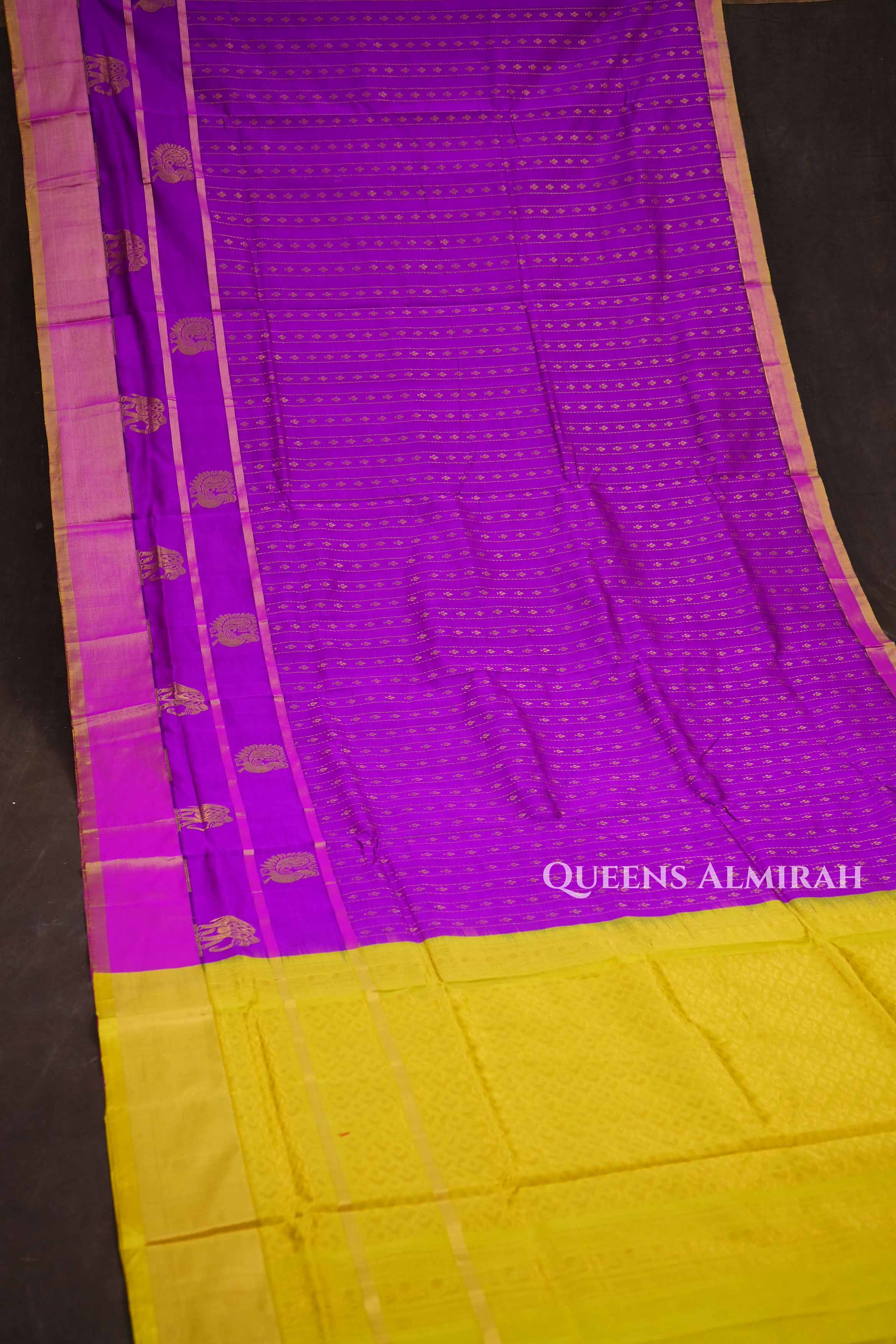 Vadamalli Purple With Yellow Budget Silk Cotton Saree