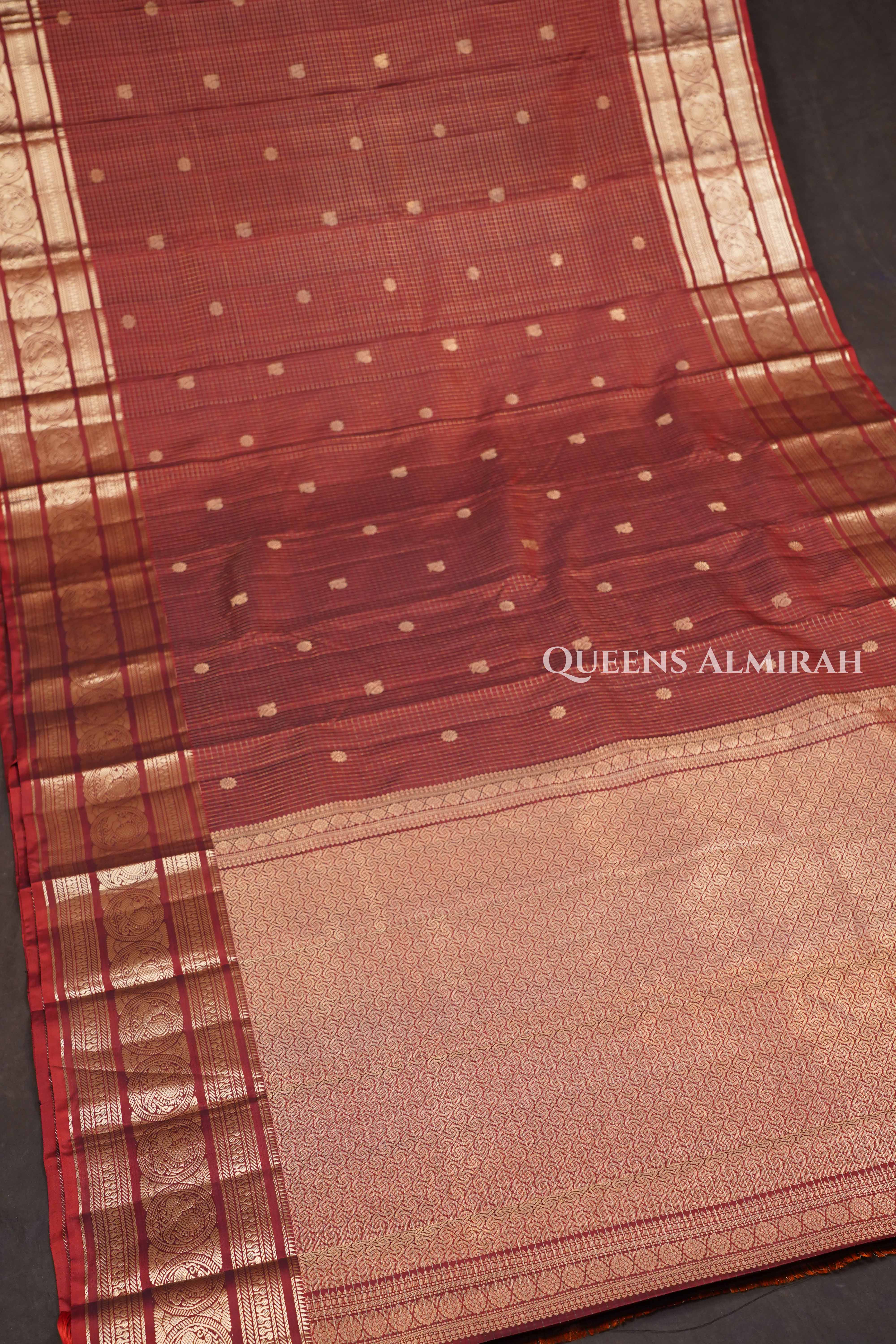 Rust Orange Vintage Pure Kanchivaram Silk Saree