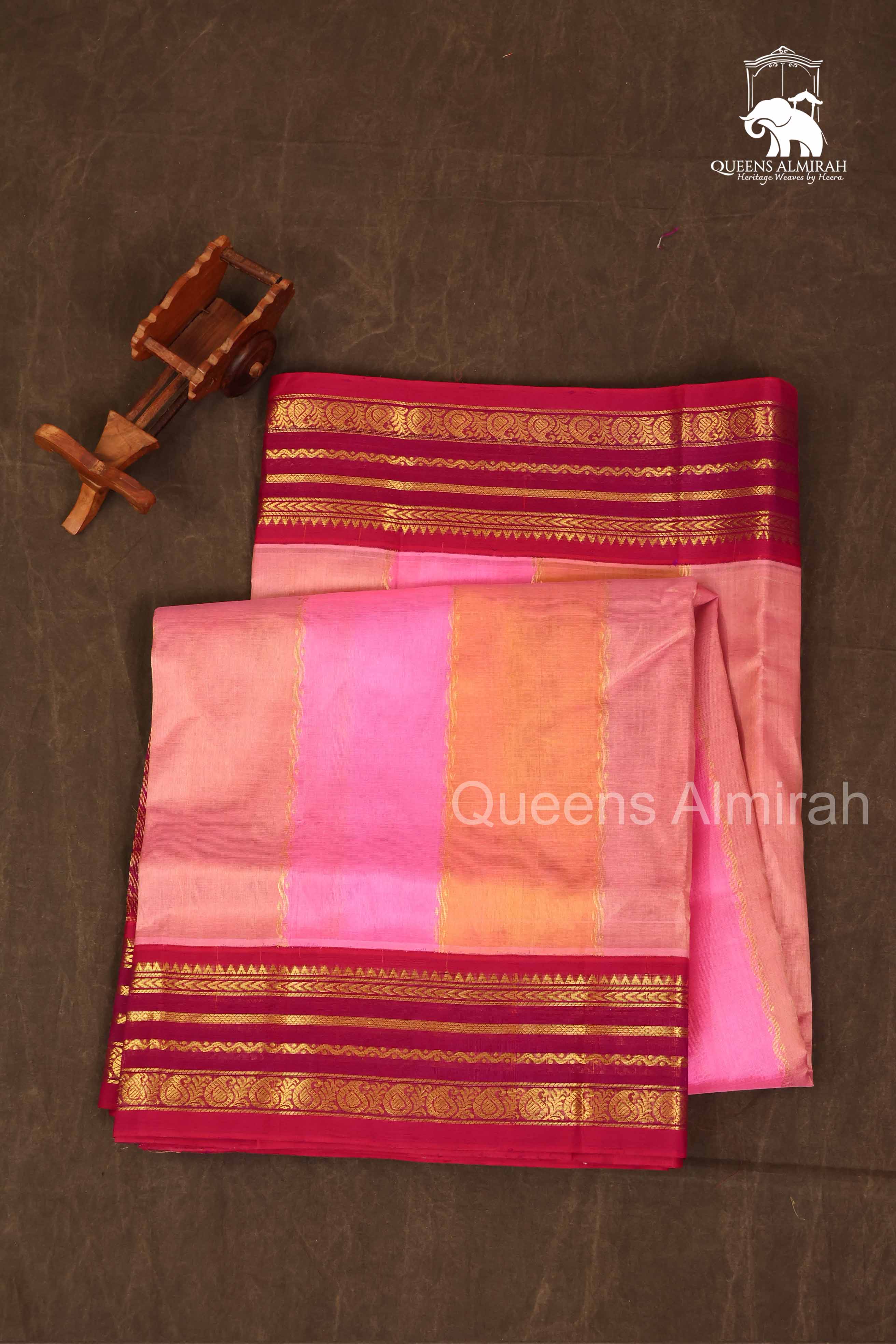 Multi Color With Purple Varisapet Border Pure Silk Cotton Saree