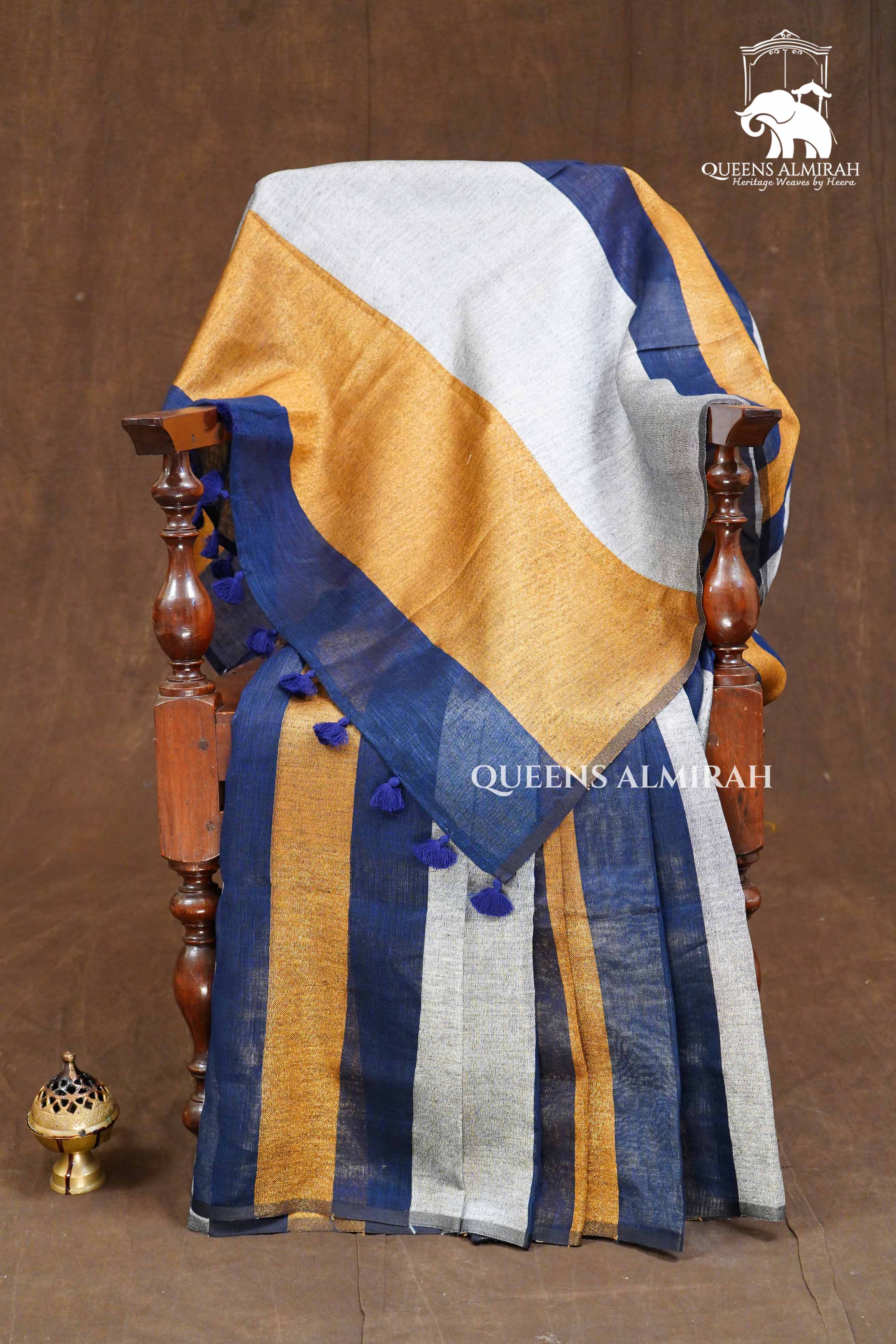 Multi Color Linen Tissue Saree