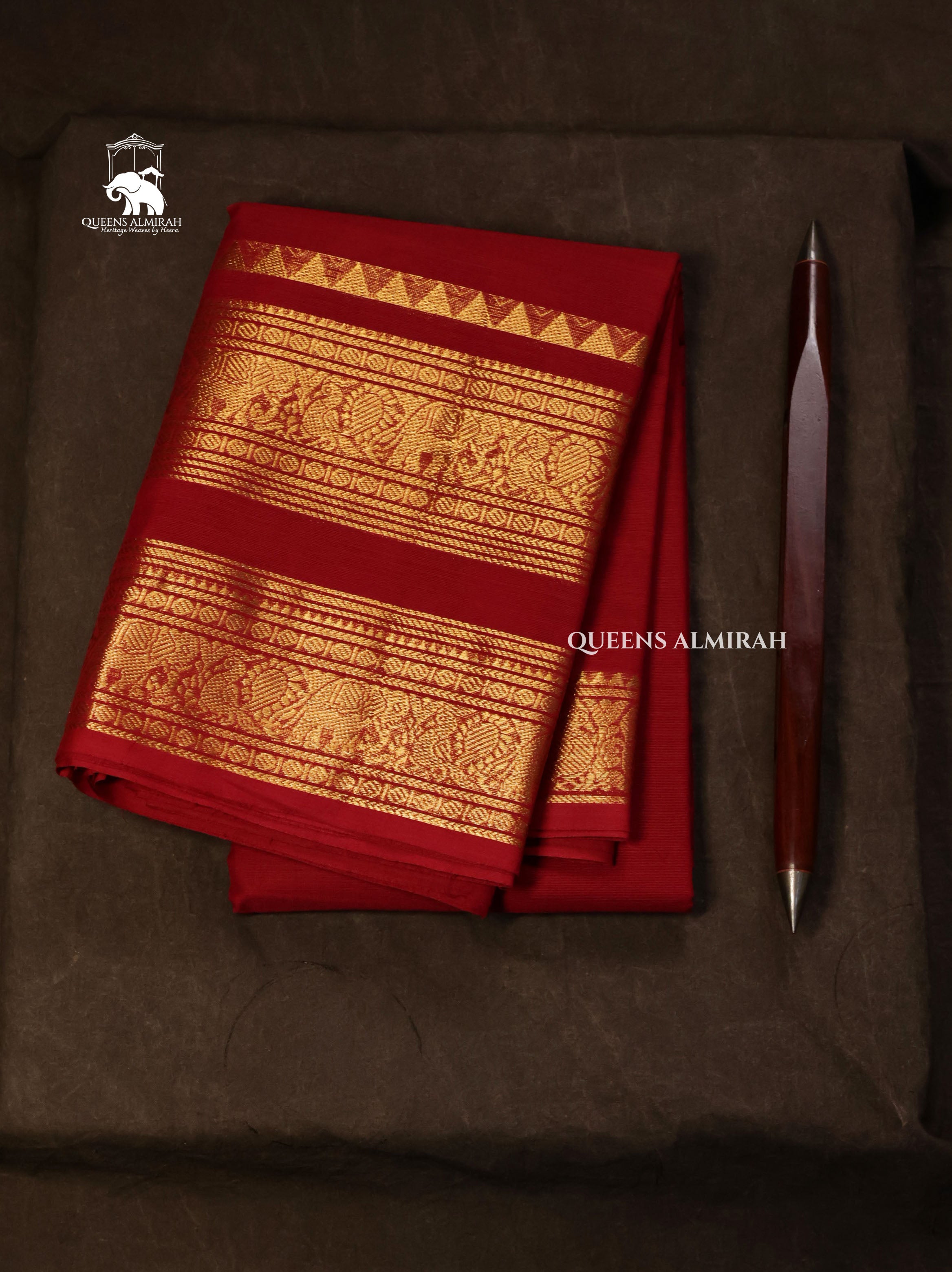 Kumkum Red Kanchi Cotton Saree