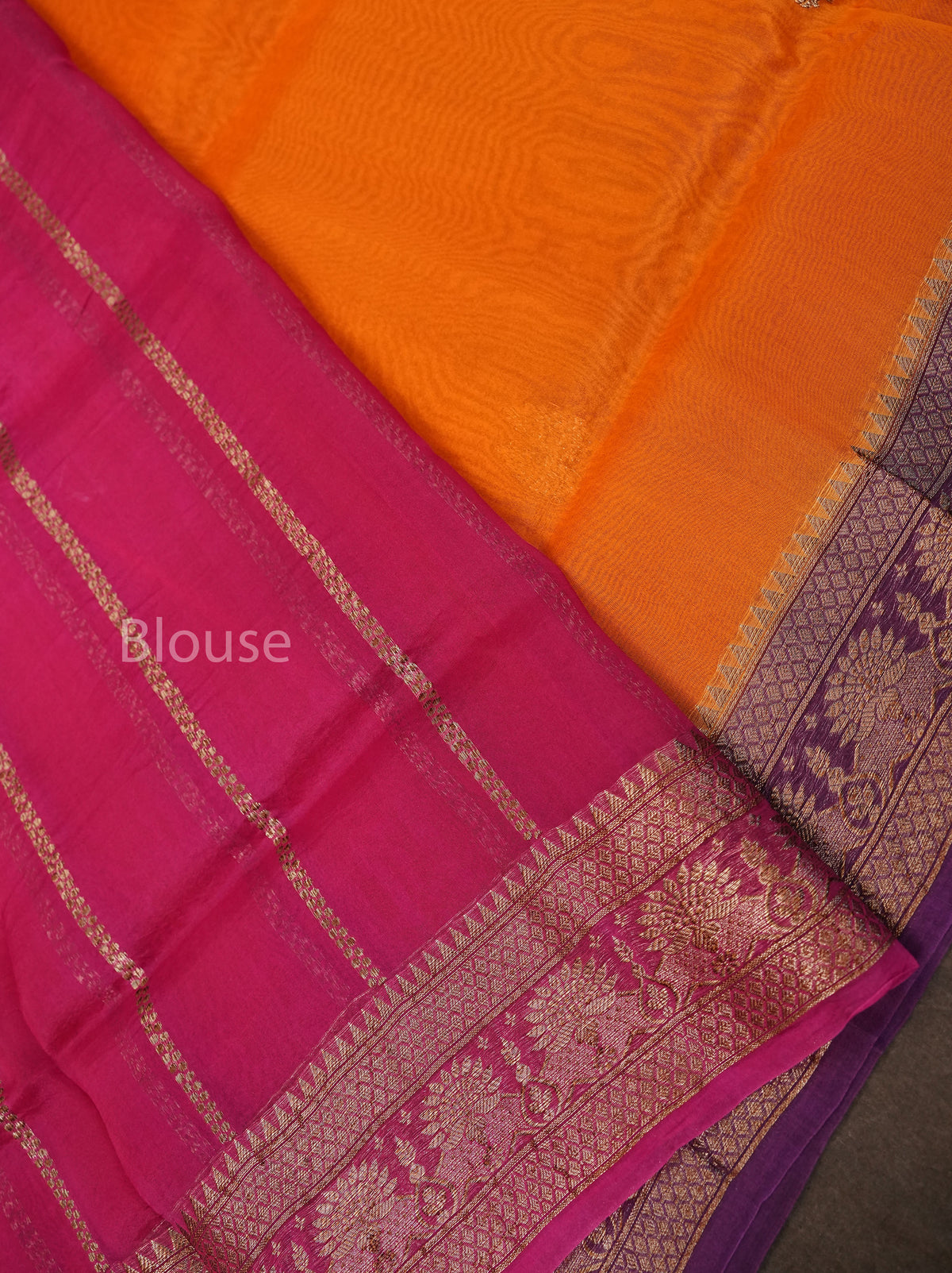 Orange Banarasi Silk Organza saree