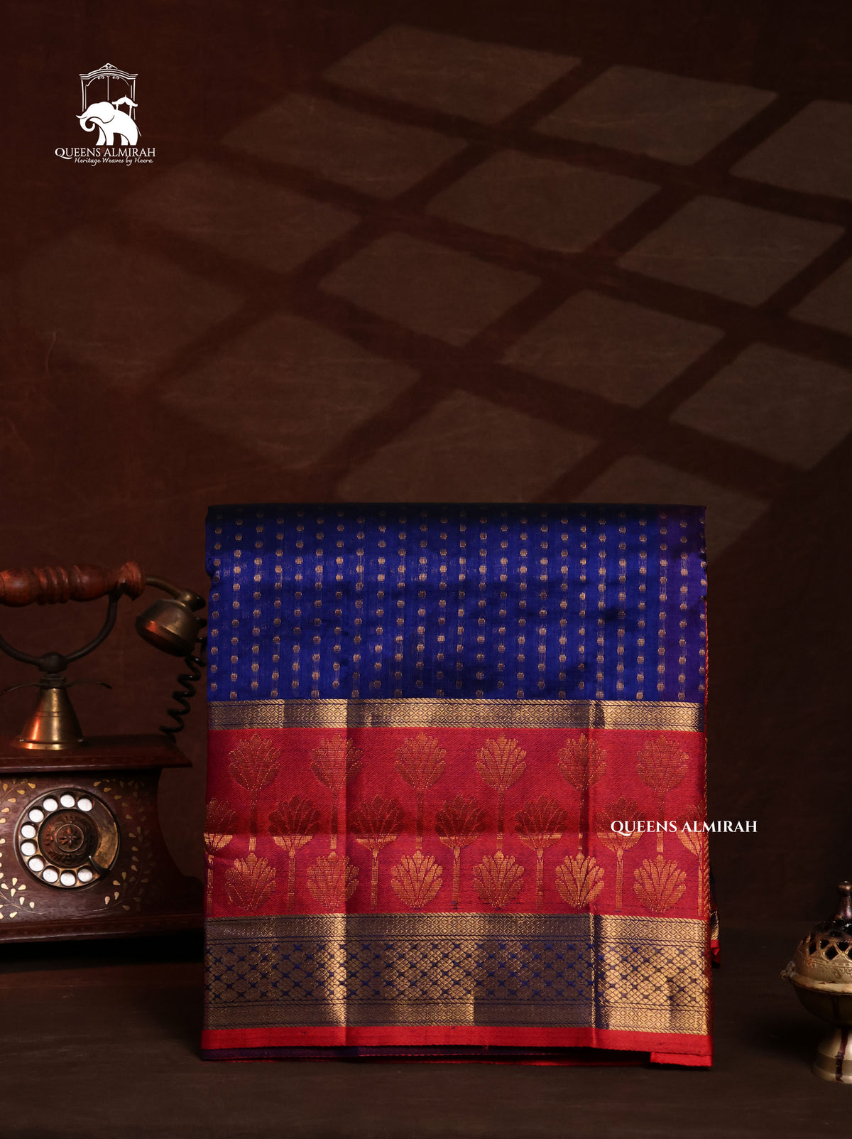 Blue With Red Border Pure Silk Cotton Saree