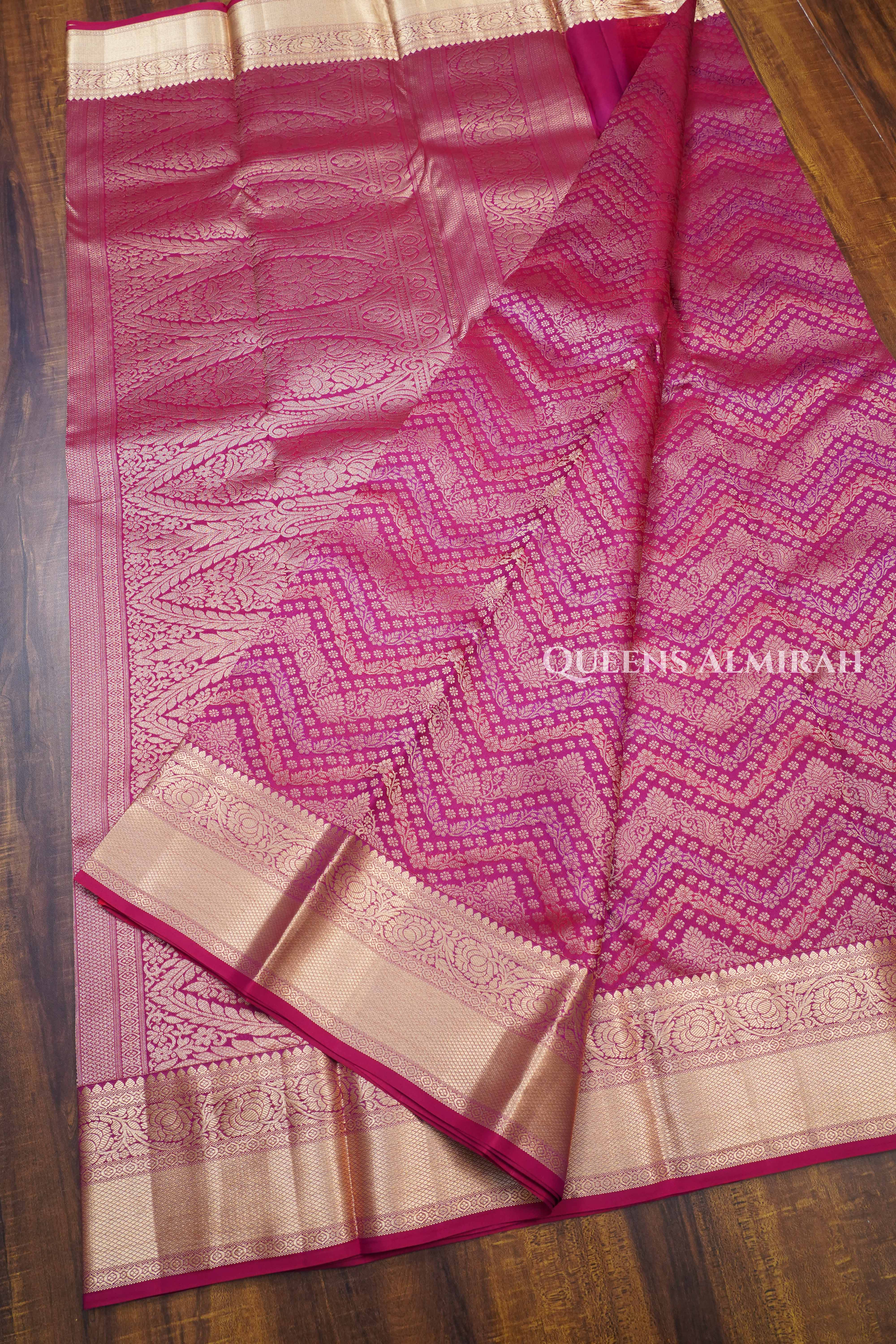 Dark Pink Pure Kanchivaram Silk Saree