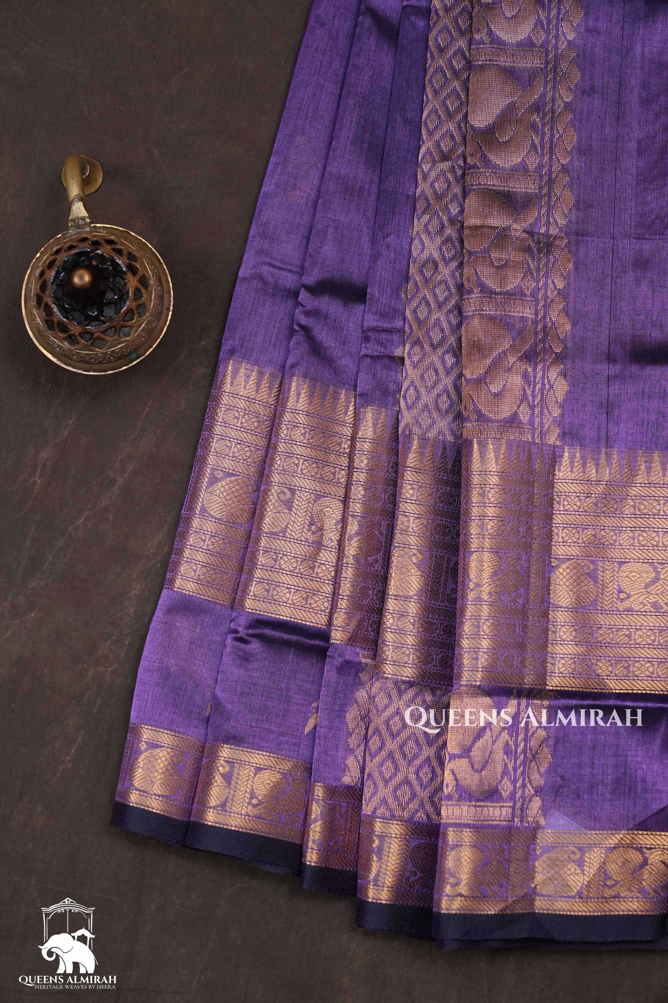 Dark Lavender Pure Kanchi Silk Cotton Saree