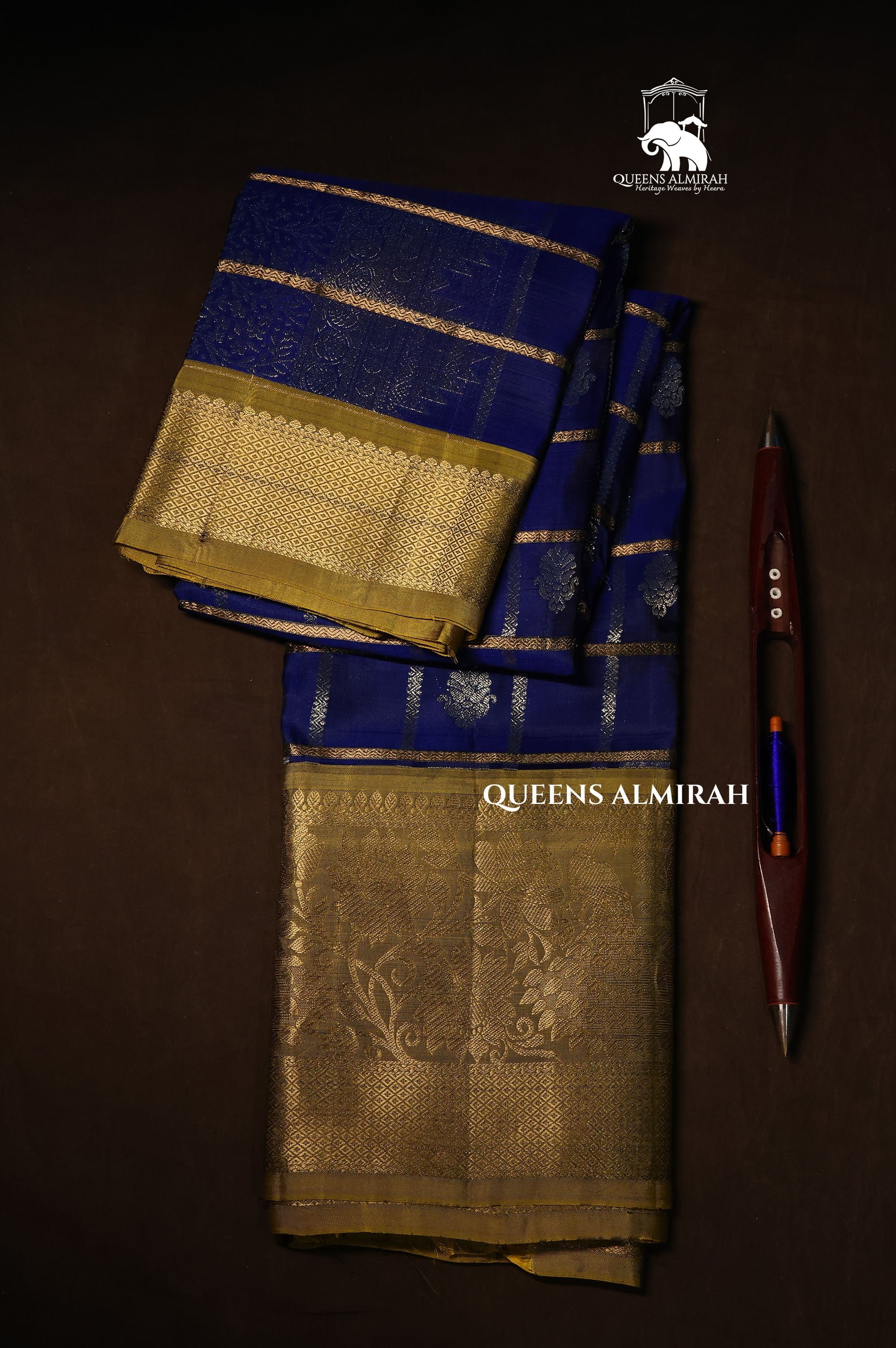 Navy Blue With Green Budget Kanchivaram Silk Saree