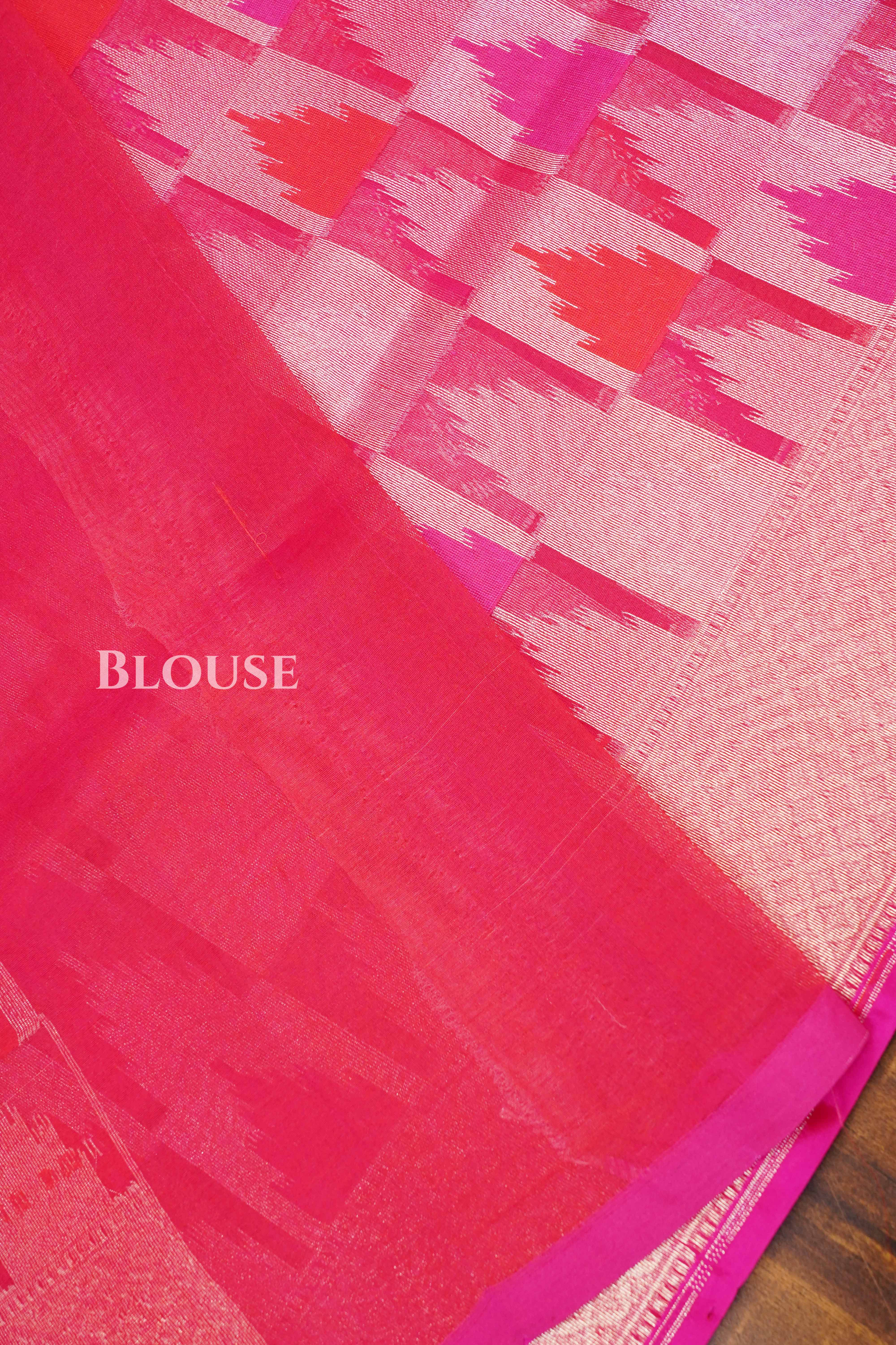 Candy Pink Banarasi Organza Silk Saree