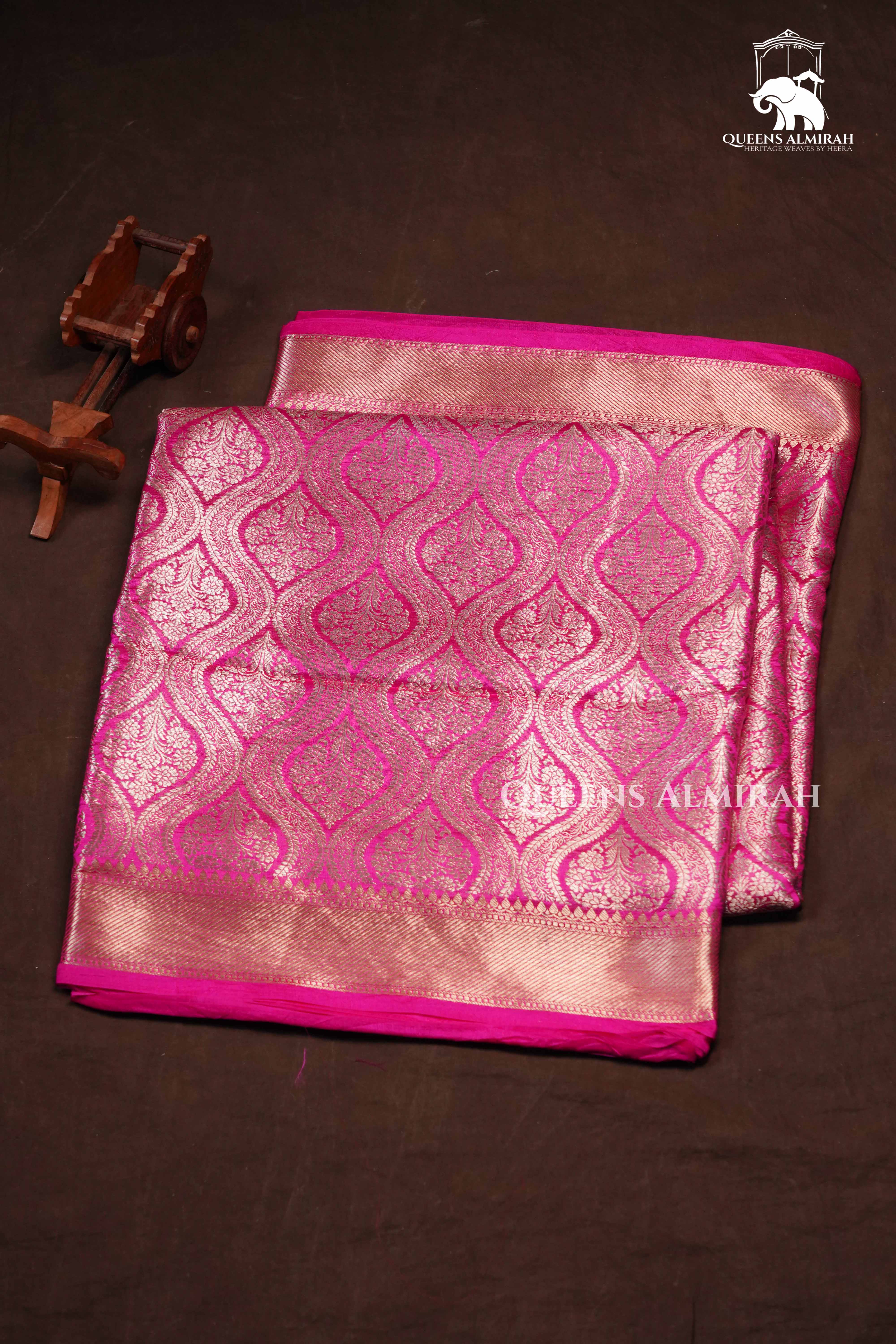 Magenta Pink Banarasi Silk Saree