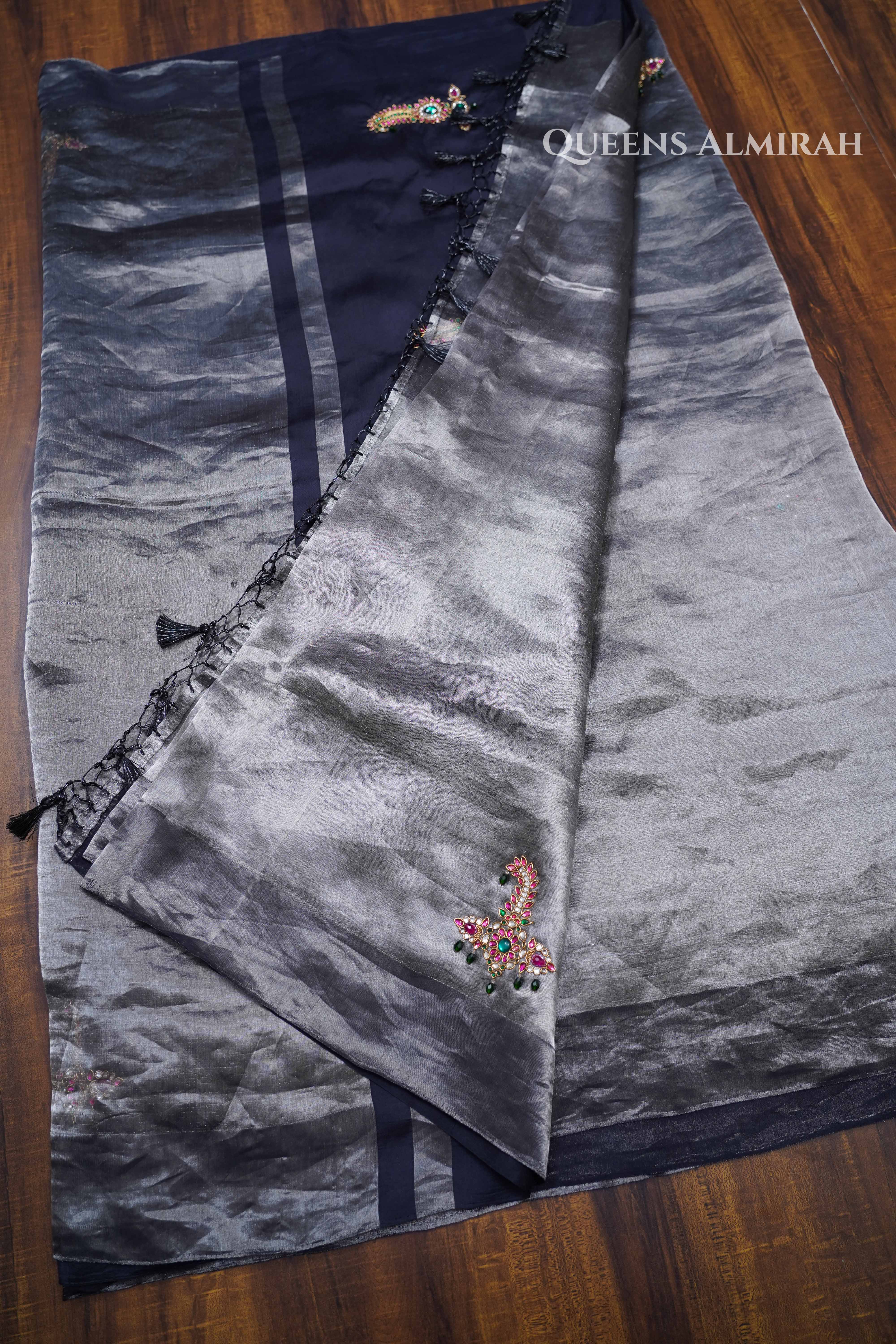 Sarpech Embroidery Banarasi Tissue Saree