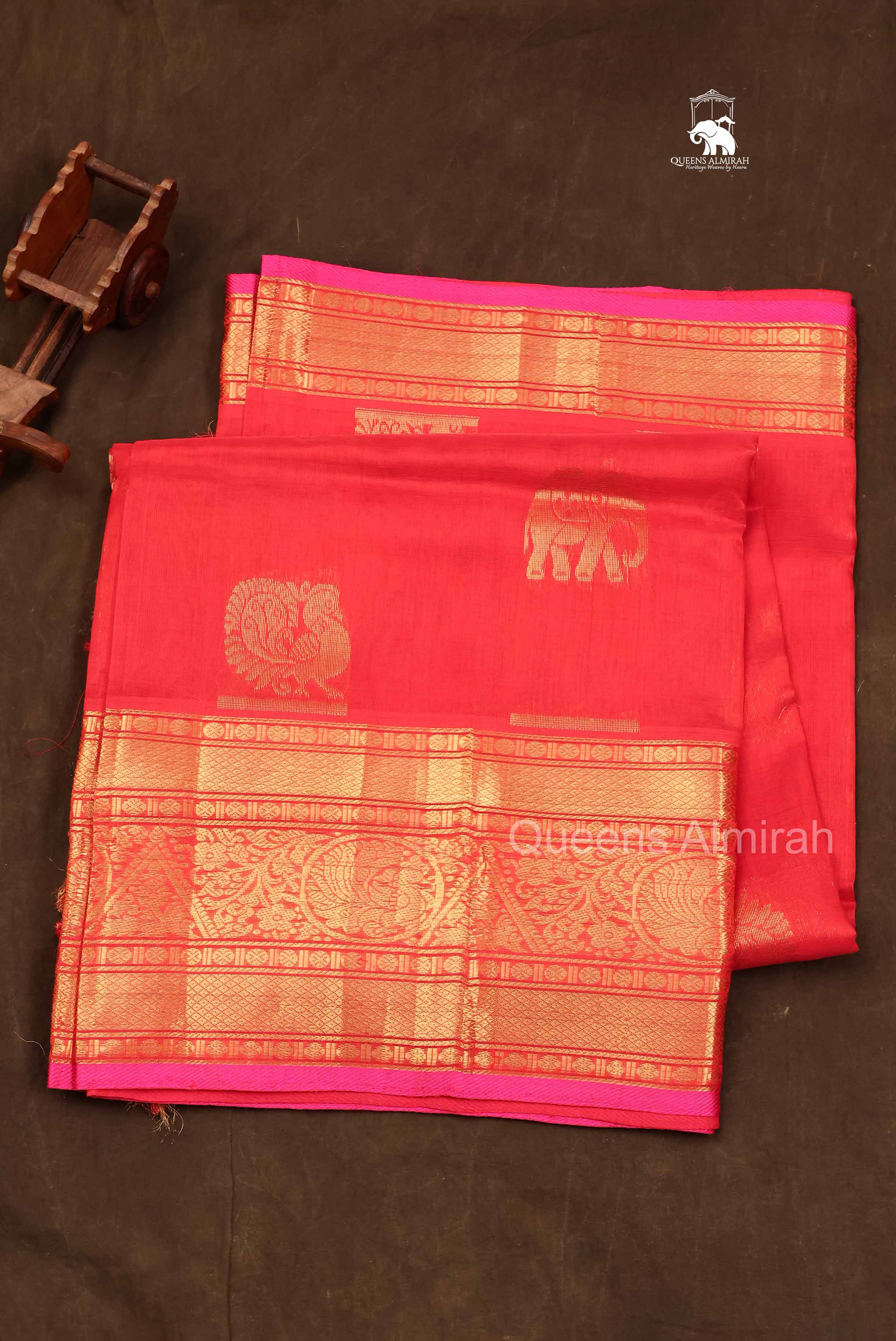 Ruby Red Pure Silk Cotton Saree