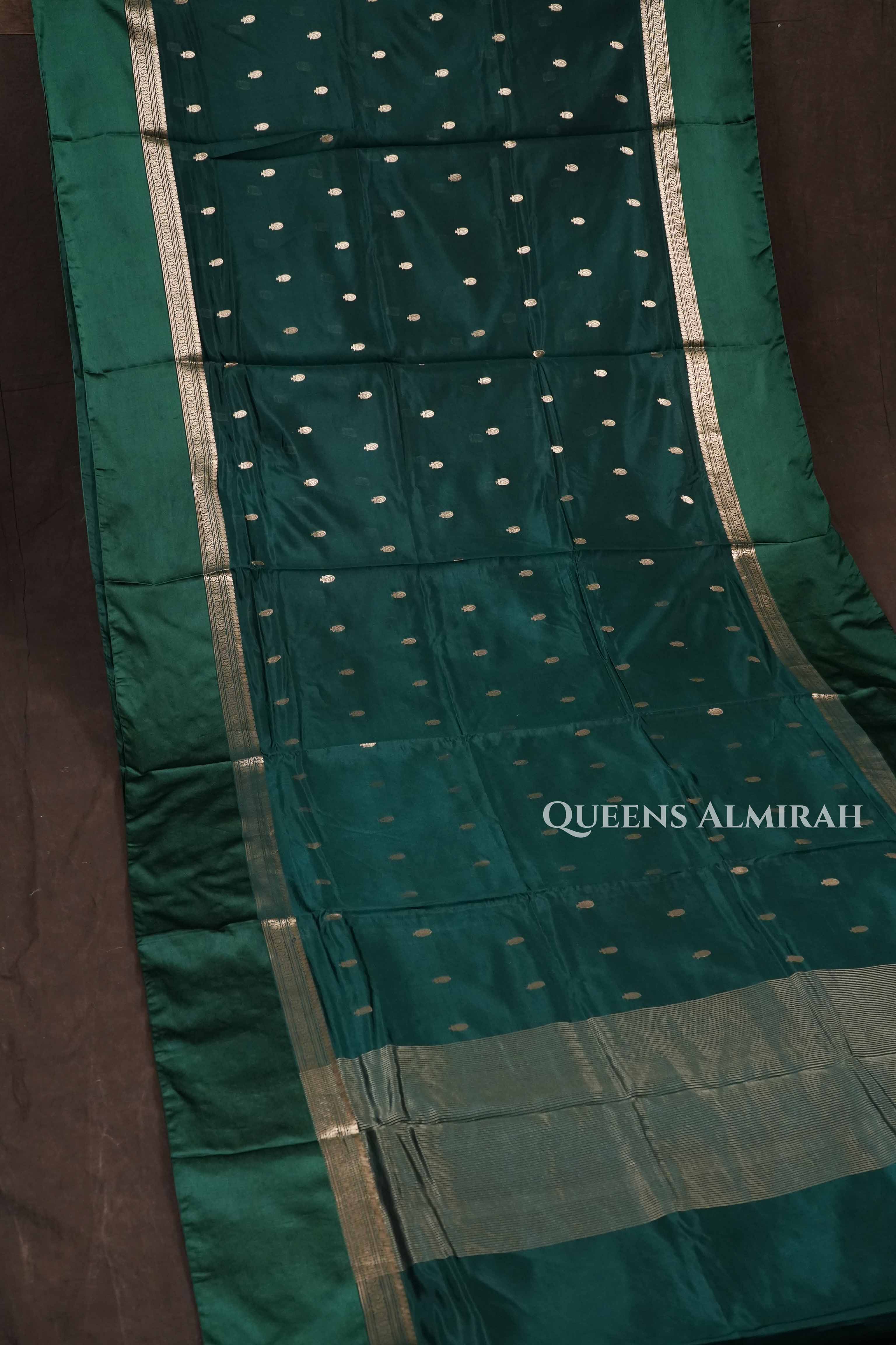 Dark Green Banarasi Silk Saree