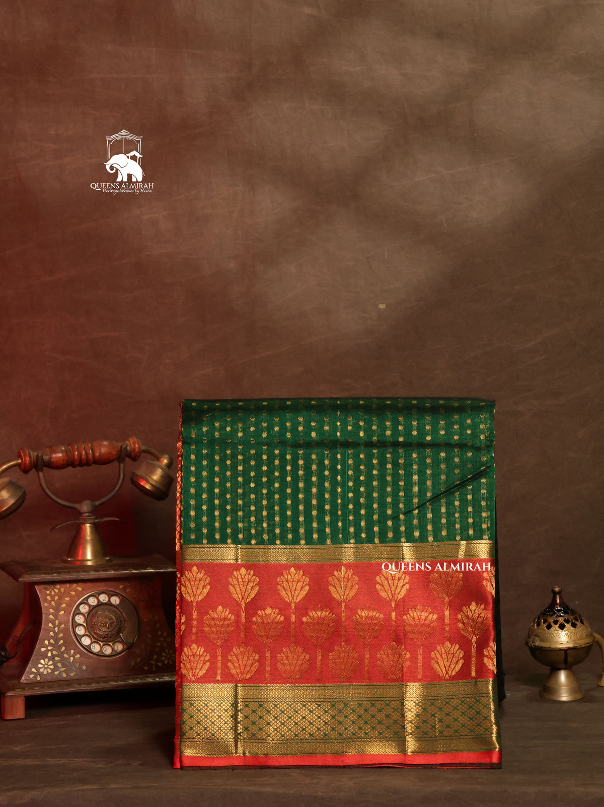 Green With Red Pure Silk Cotton Saree