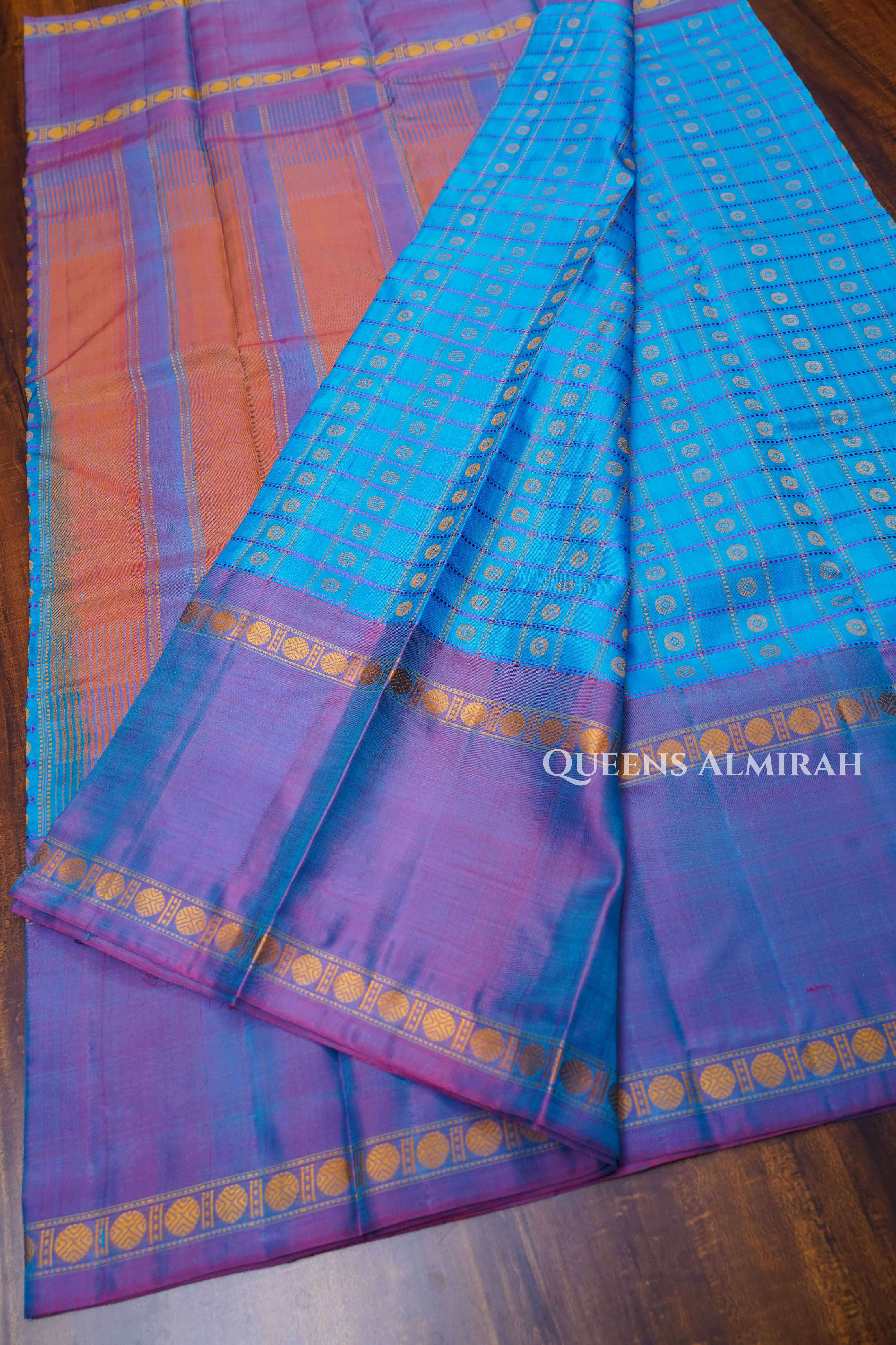 Sea Blue Pure Kanchivaram Silk Saree