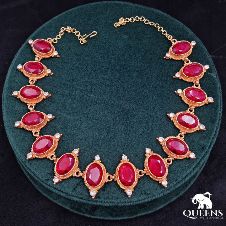 KUNKUMA MID LENGTH HARAM - RED - Queens Jewel Emporium