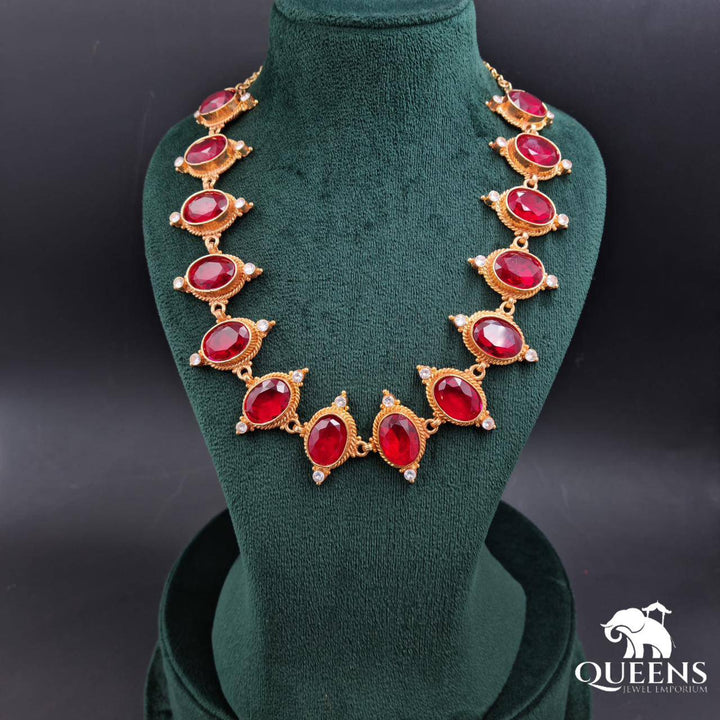 KUNKUMA MID LENGTH HARAM - RED - Queens Jewel Emporium
