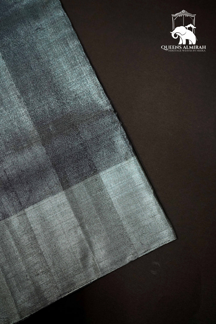 GREY WITH TISSUE BORDER SOFT SILK SAREE - Queens Jewel Emporium