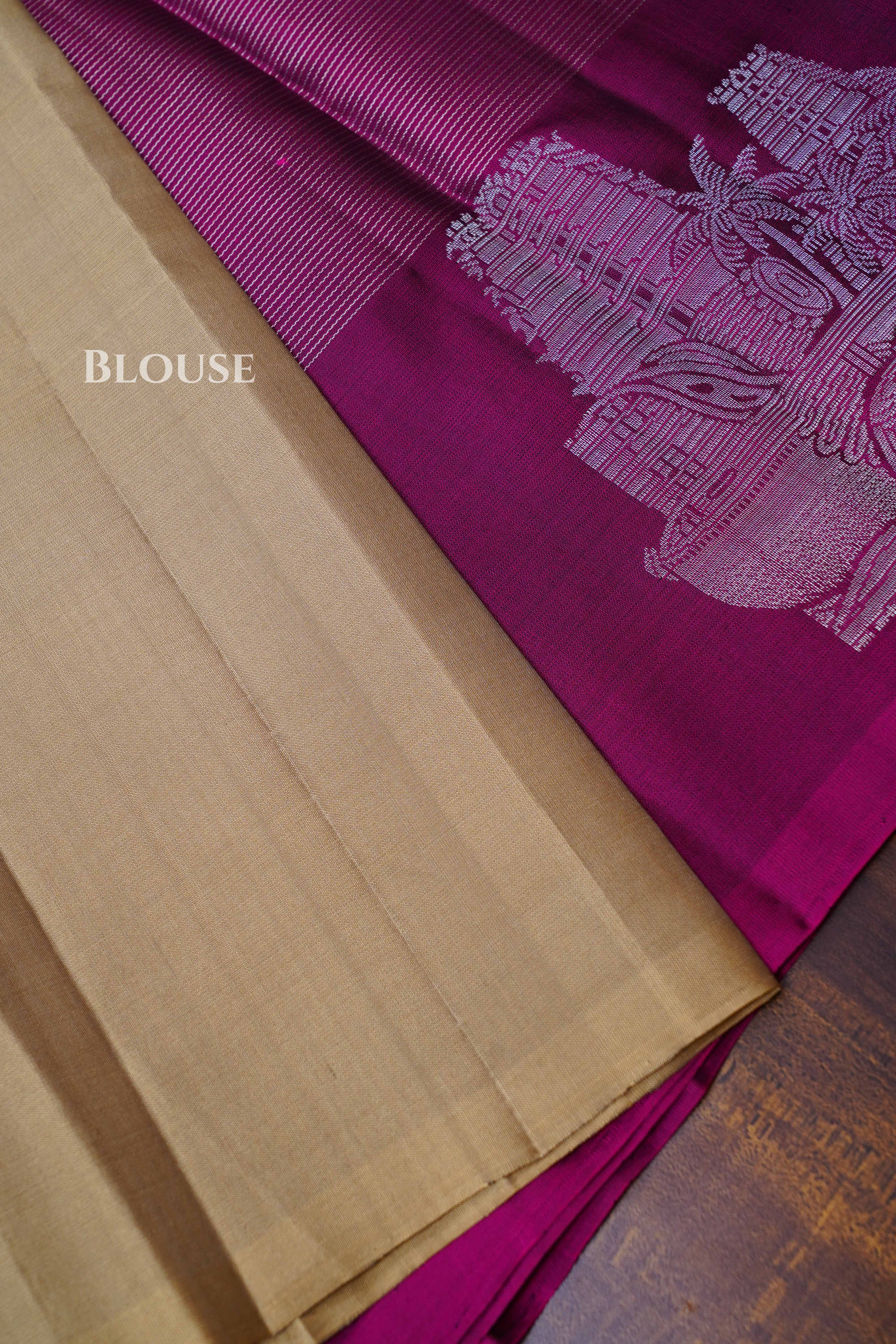 Berry Purple With Olive Green Pure Kanchivaram Silk Saree
