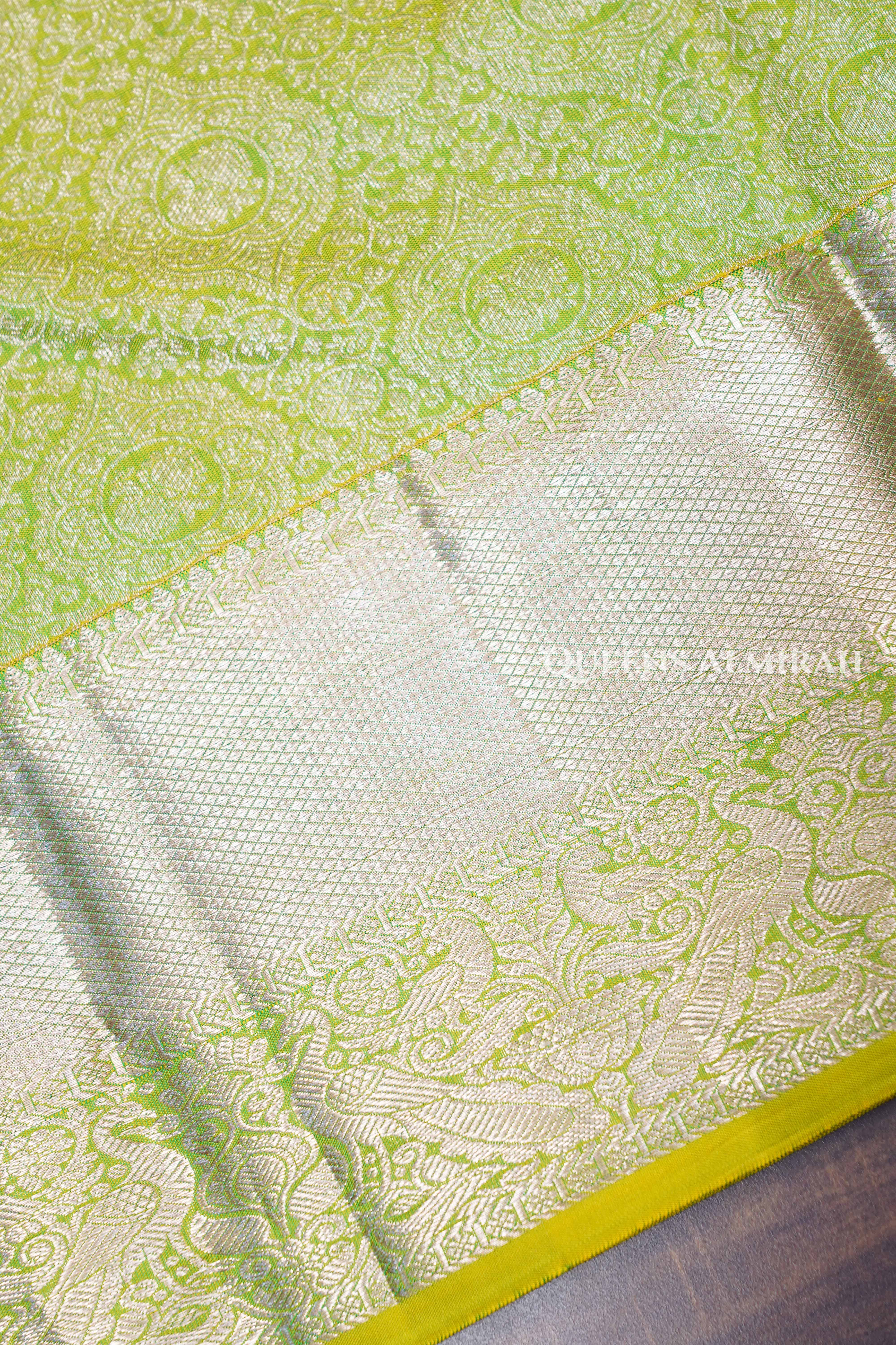 Lemon Green Pure kanchivaram Silk Saree