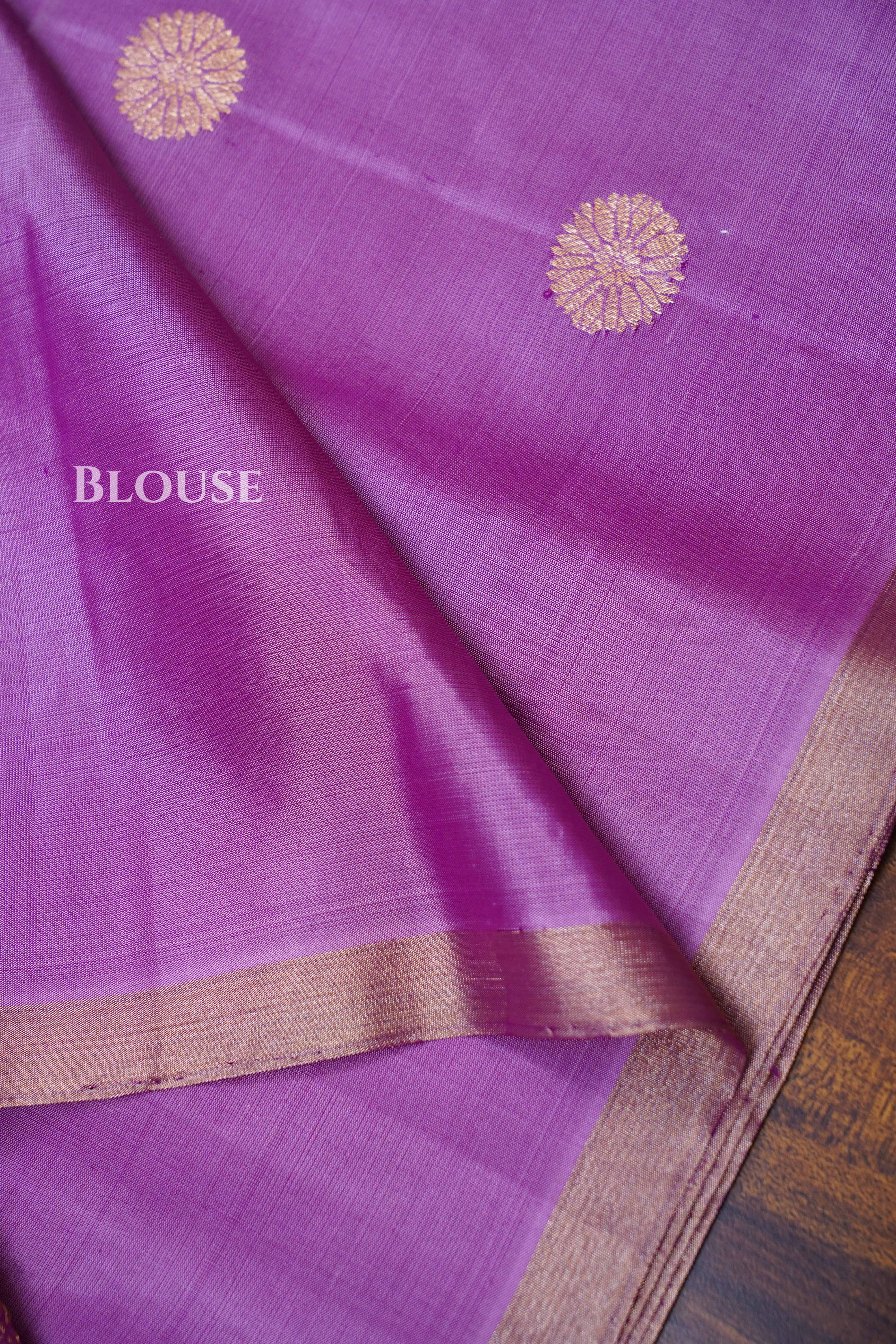 Lilac Pink Pure Soft Silk Saree