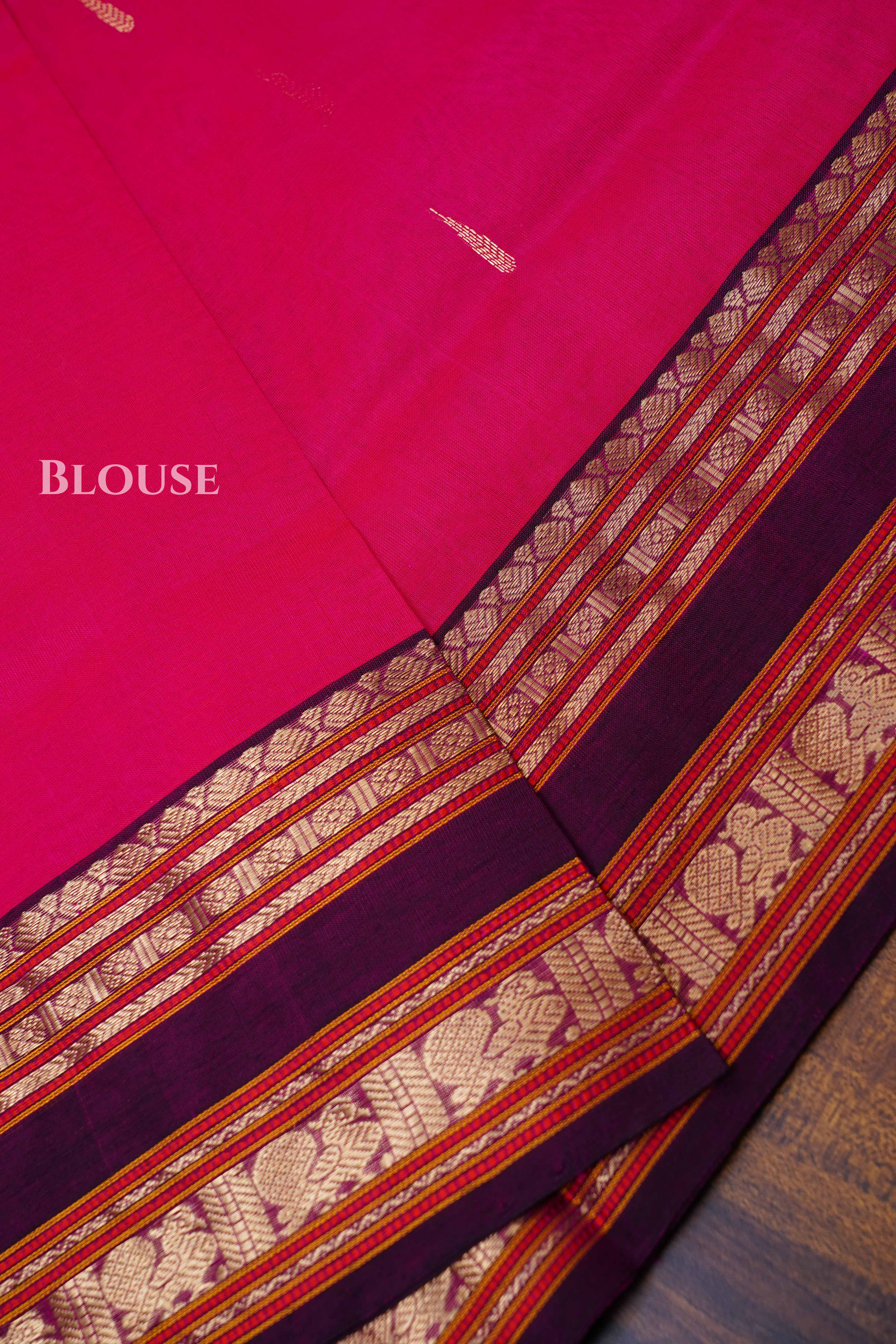 Magenta Pink-Karaikudi Chettinad Silk Cotton Saree