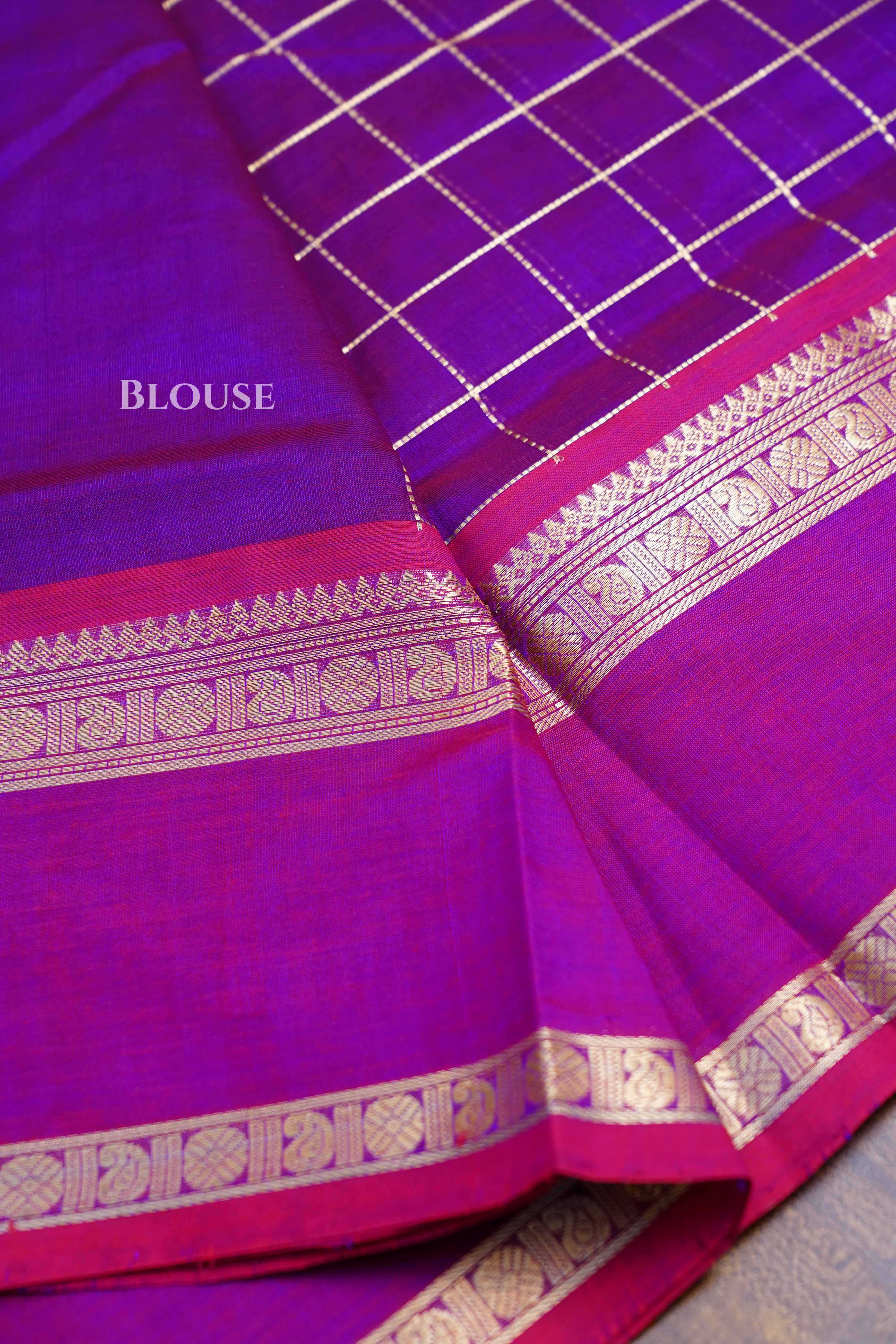 Vadamalli Purple Karaikudi Chettinad Silk Cotton Saree