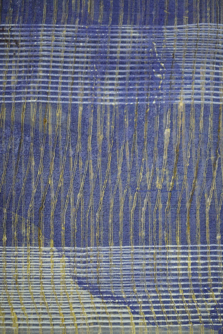 DUSKY BLUE MARBLE PRINT GHICHA ORAGANZA SAREE - Queens Jewel Emporium