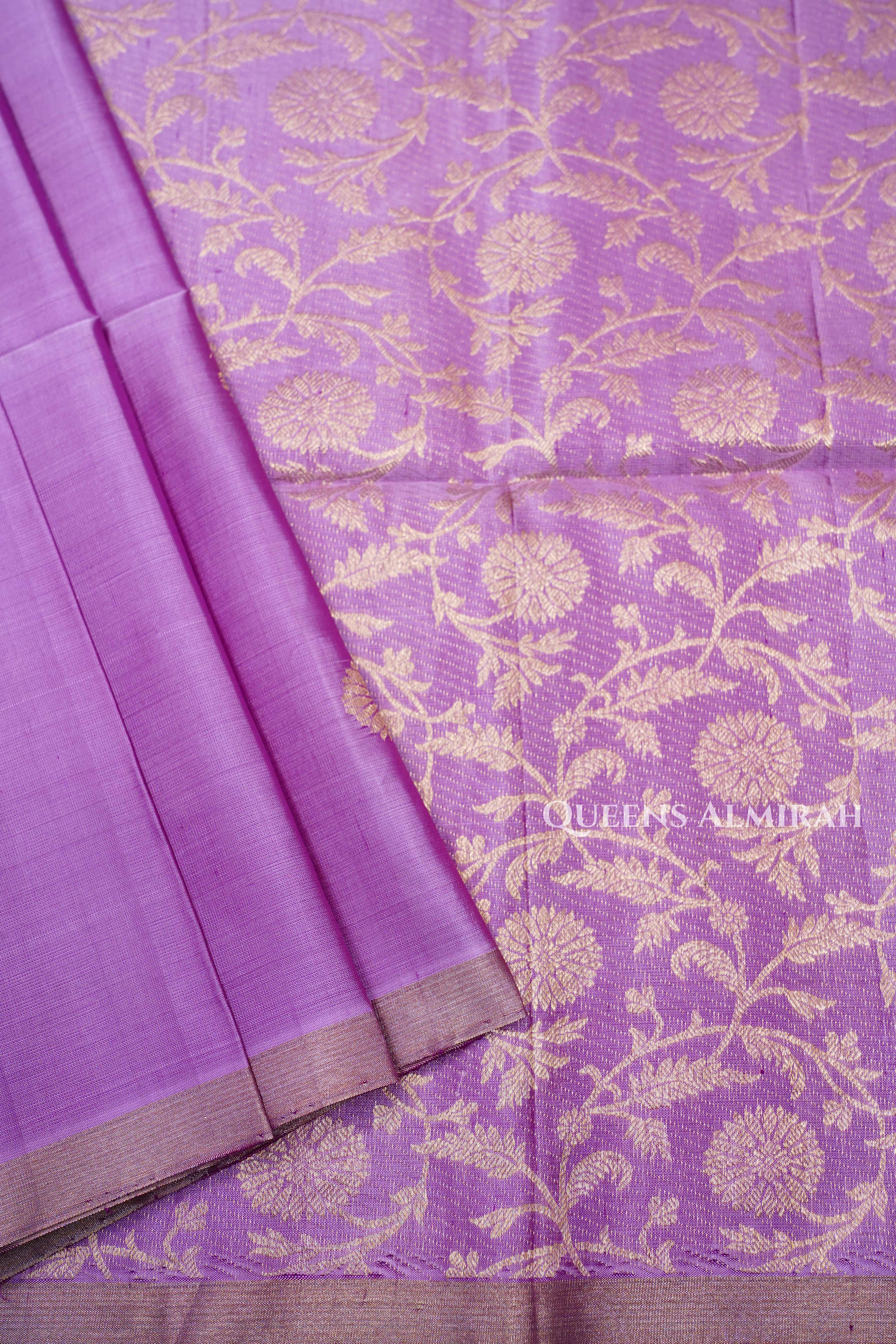 Lilac Pink Pure Soft Silk Saree