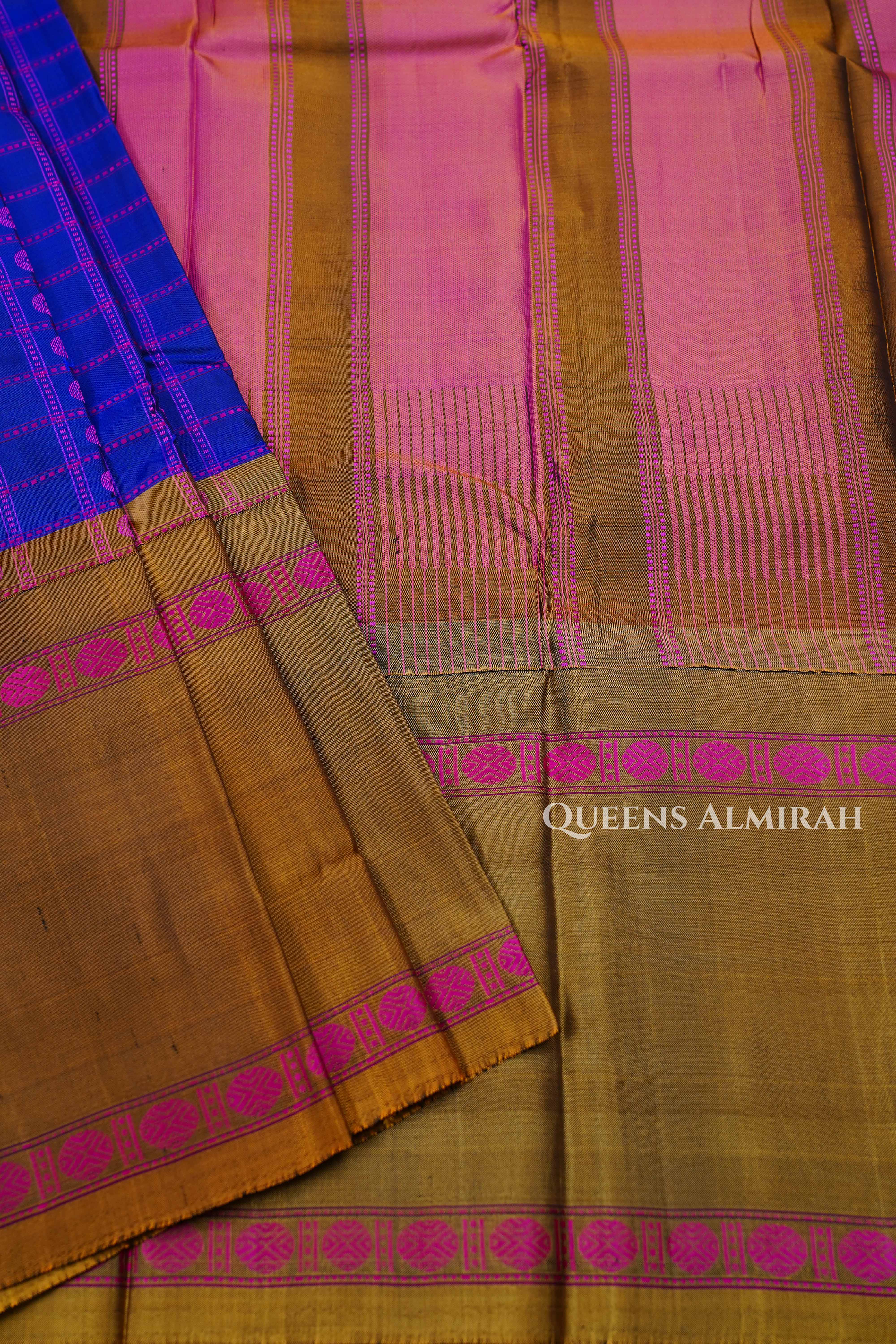 Ink Blue With Mehandhi Green Pure Kanchivaram Silk Saree