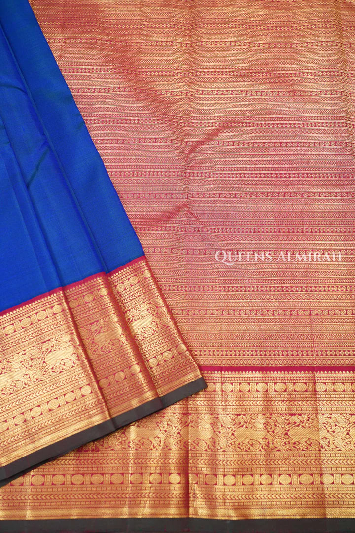 Peacock Blue Mayapakshi Designer Pure Kanchivaram Silk Saree
