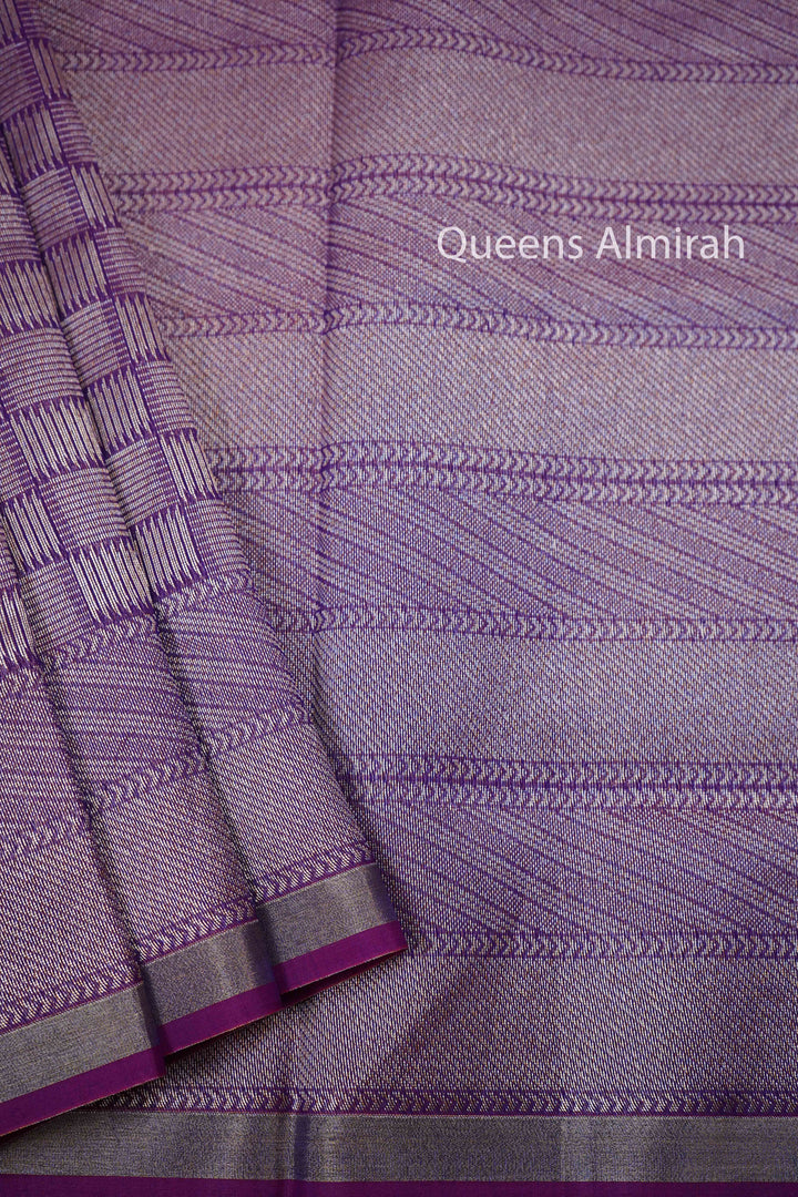 FADED PURPLE SILK COTTON SAREE - Queens Jewel Emporium