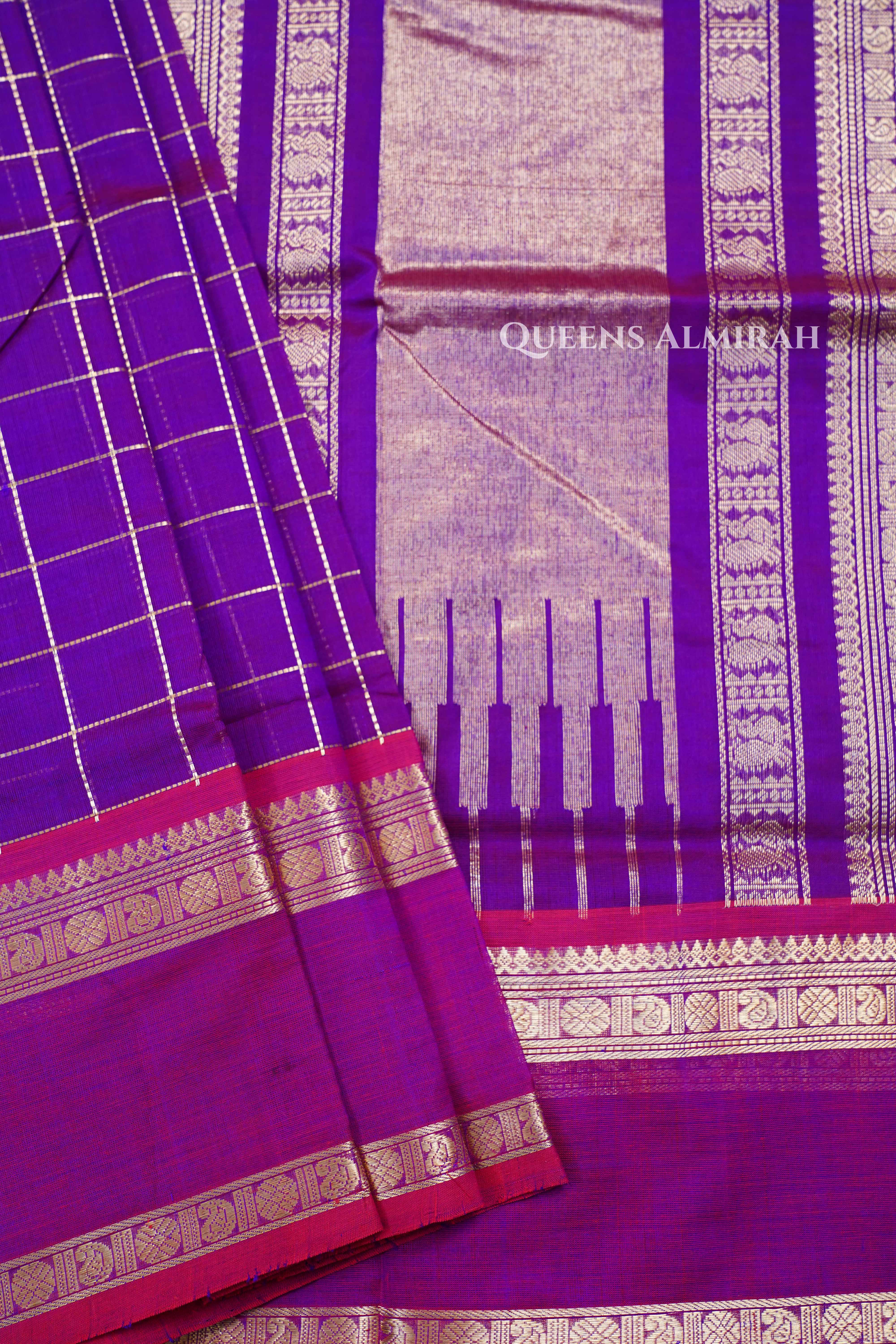 Vadamalli Purple Karaikudi Chettinad Silk Cotton Saree