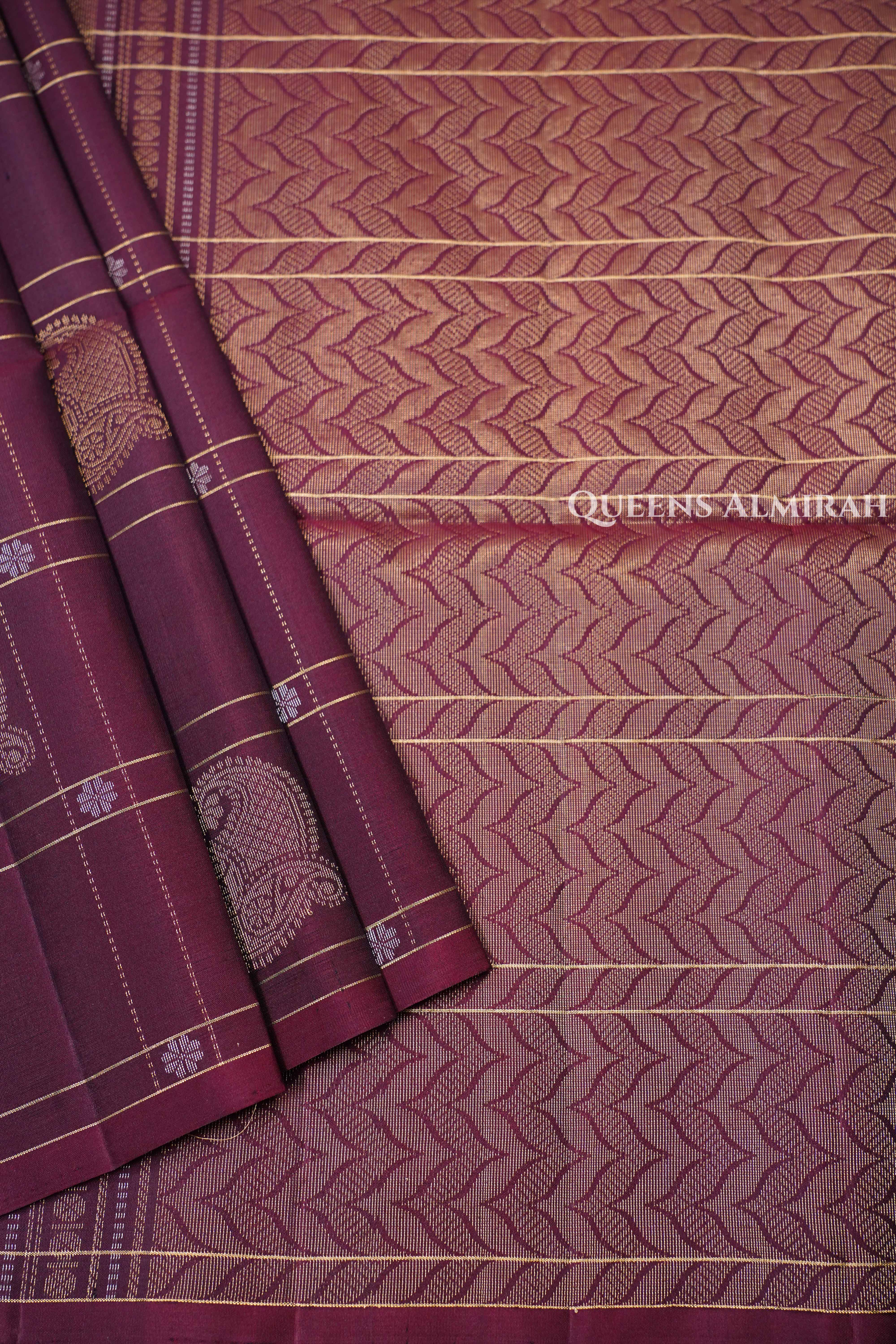 Wine Berry Pure Soft Silk Saree