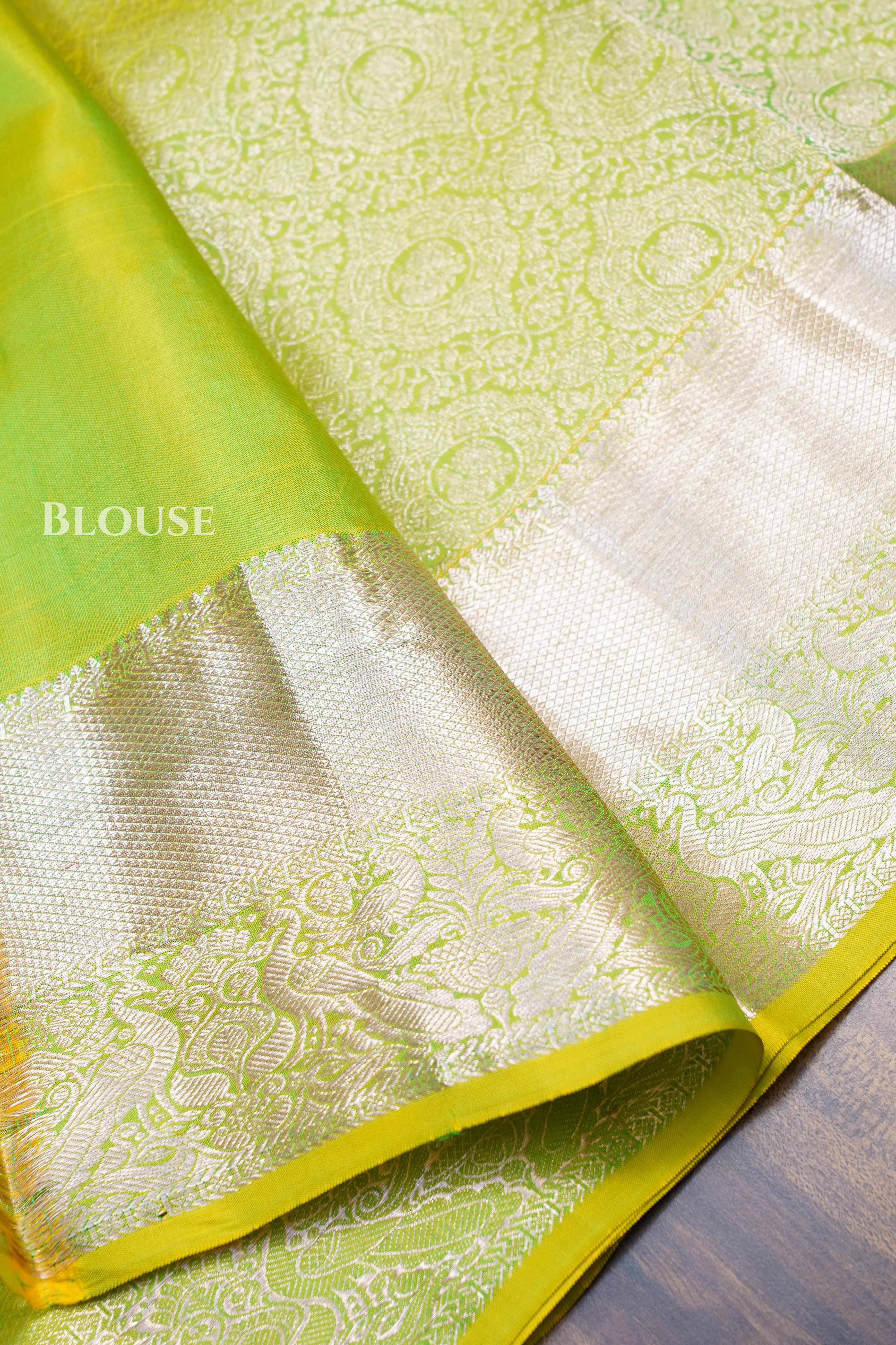 Lemon Green Pure kanchivaram Silk Saree