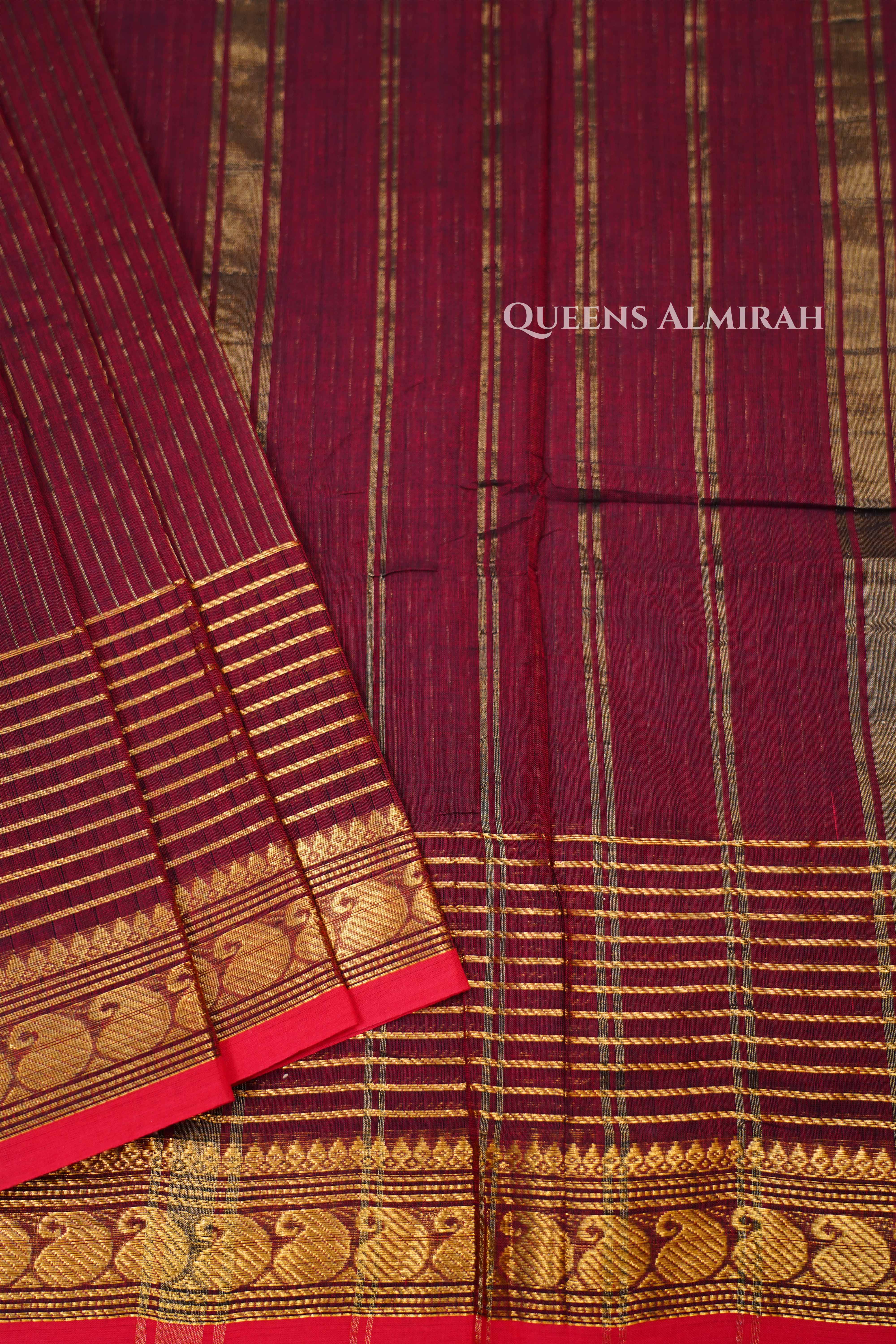 Maroon Kanchi Cotton Saree