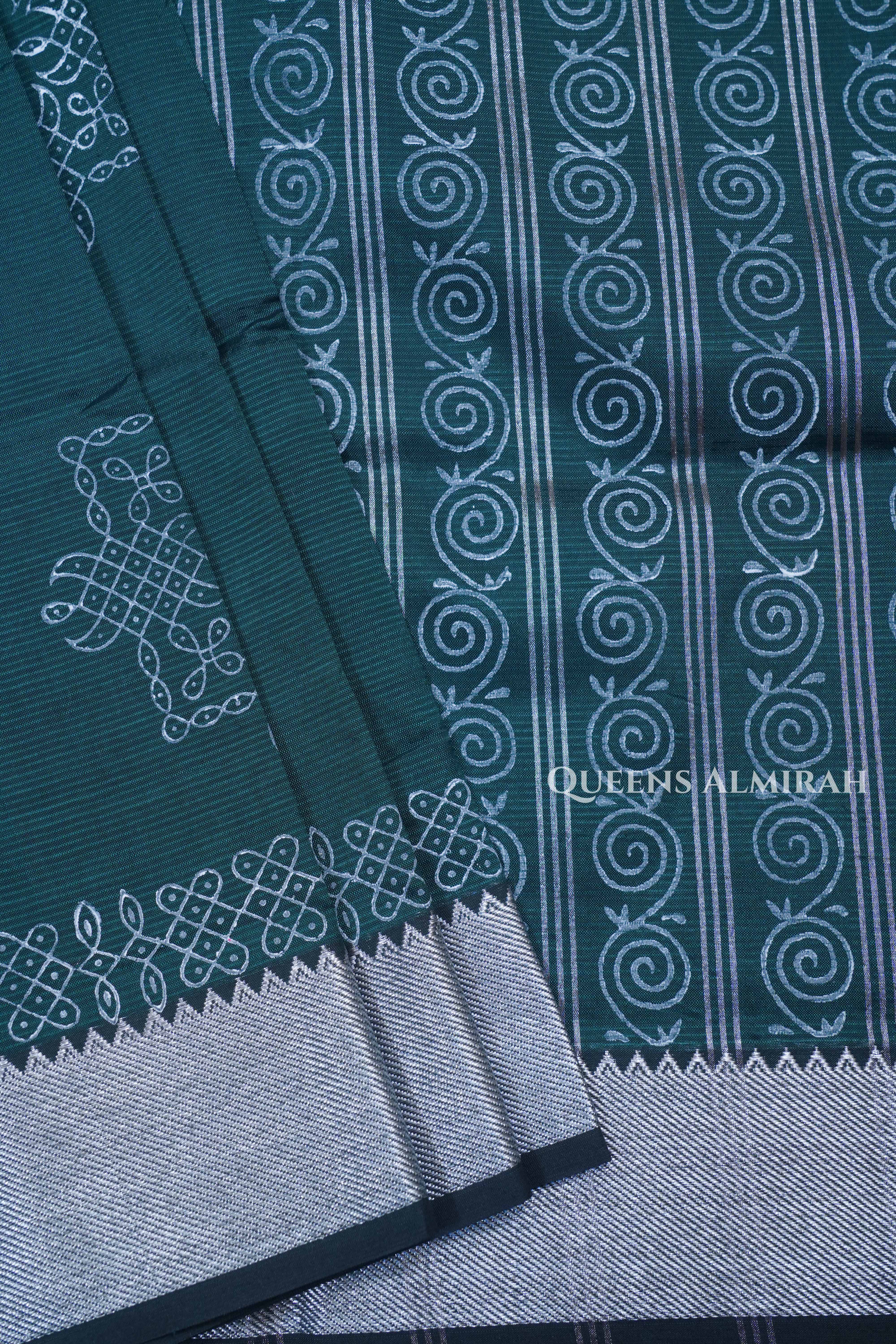 Dark Green Mangalgiri Saree