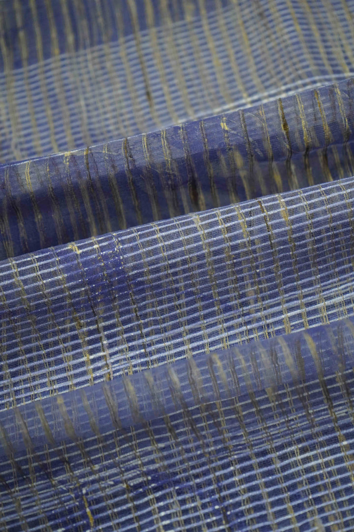 DUSKY BLUE MARBLE PRINT GHICHA ORAGANZA SAREE - Queens Jewel Emporium