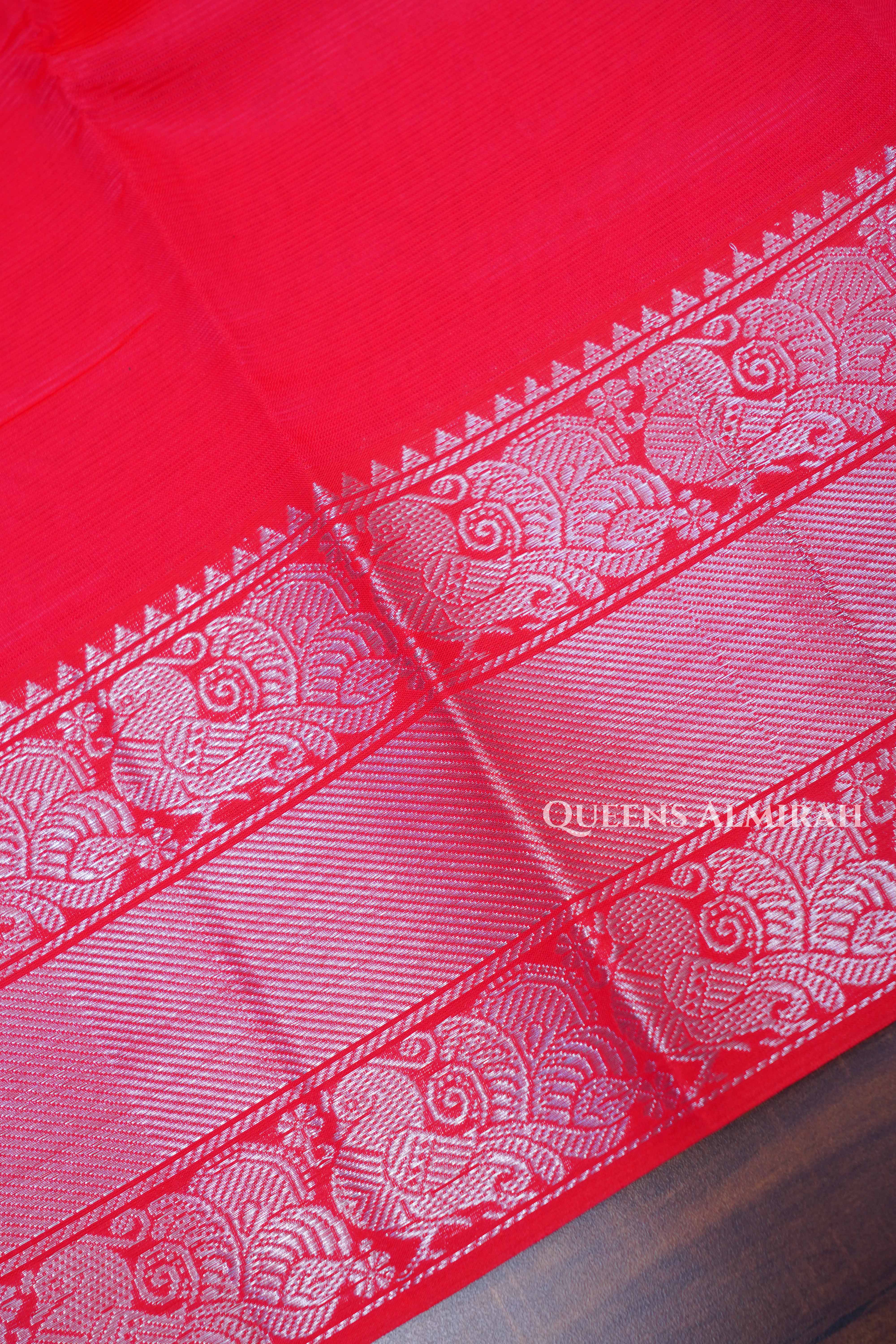 Red Mangalgiri Saree